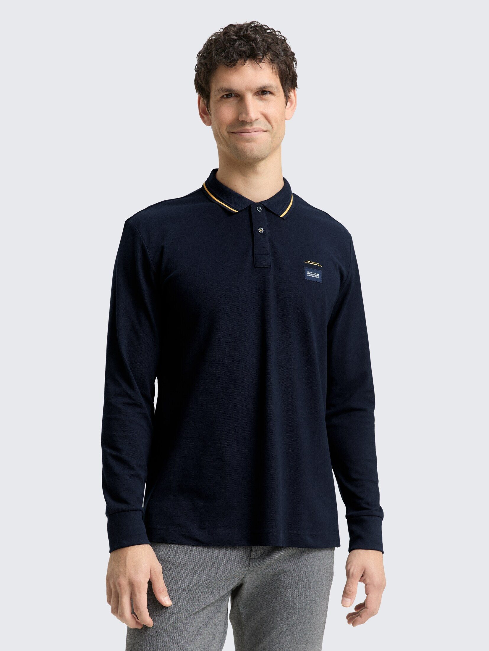 TOM TAILOR Langarm-Poloshirt Poloshirts Langarm Piqué Poloshirt mit Logo-Pr günstig online kaufen