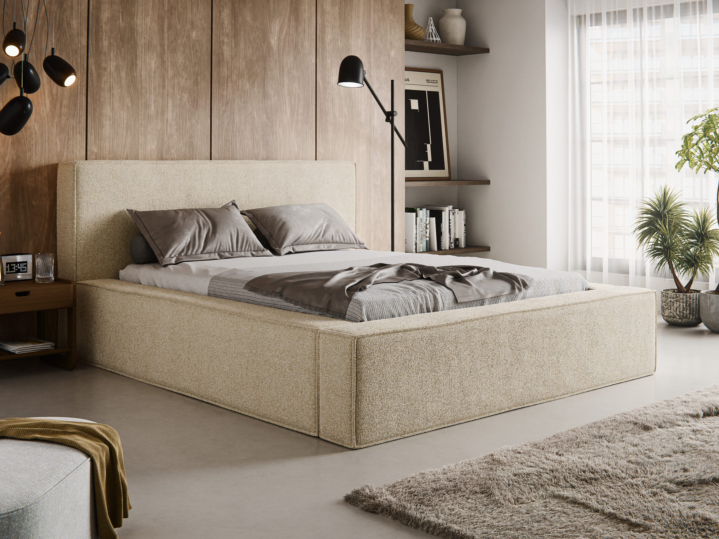 thematys Polsterbett mit Bettkasten, Stauraumbett, Bouclé günstig online kaufen