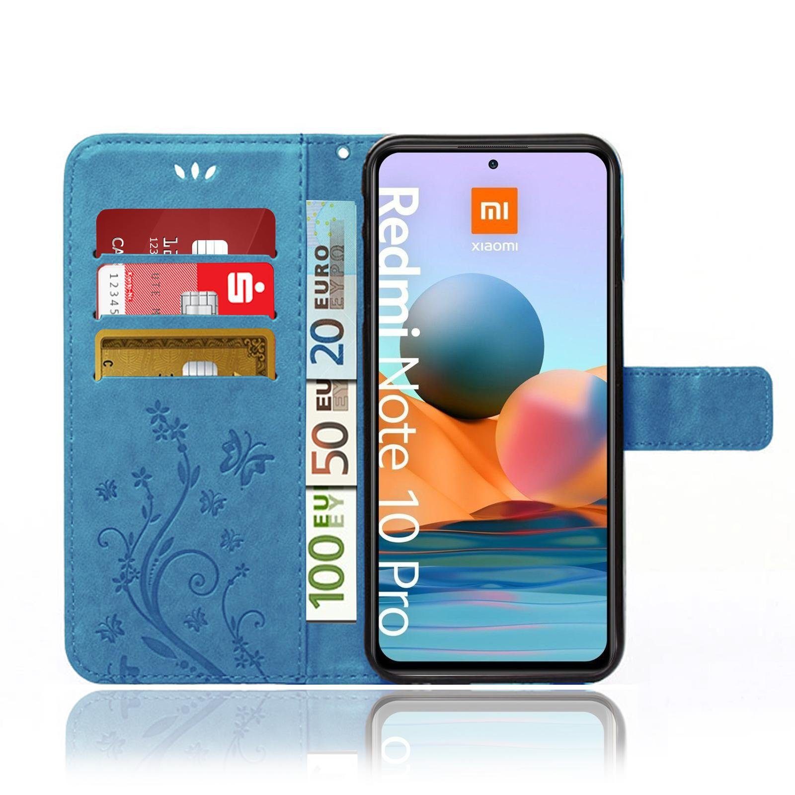 Numerva Handyhülle Bookstyle Flower für Xiaomi Redmi Note 10 Pro / Note 10 Pro Max, Klapphülle Flip Cover mit Blumenmuster