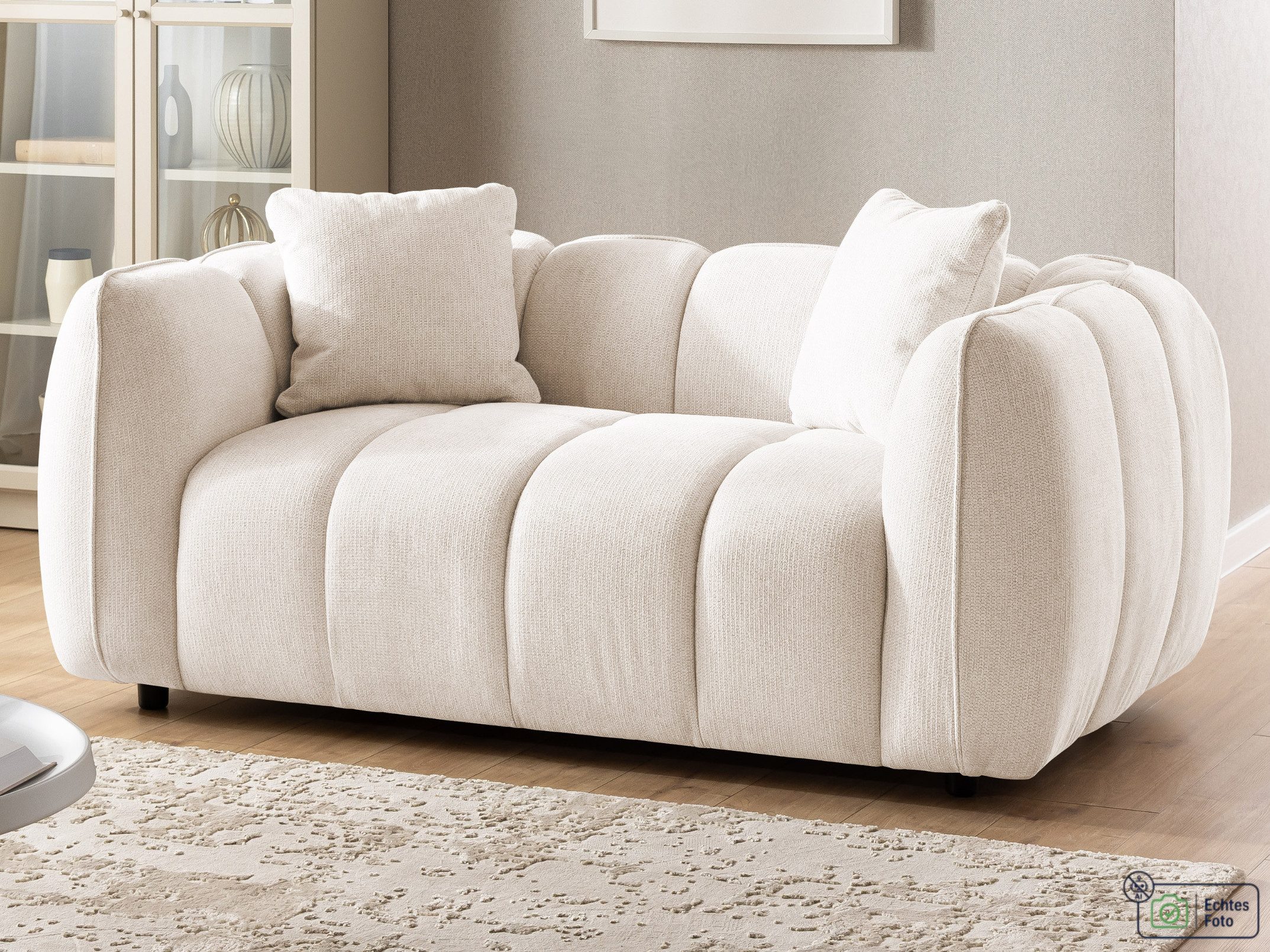 S-Style Möbel Sofa 2-Sitzer Nubira in tief gesteppter Bubble-Optik aus Strukturstoff, mit modernem Design und Wellenfederung