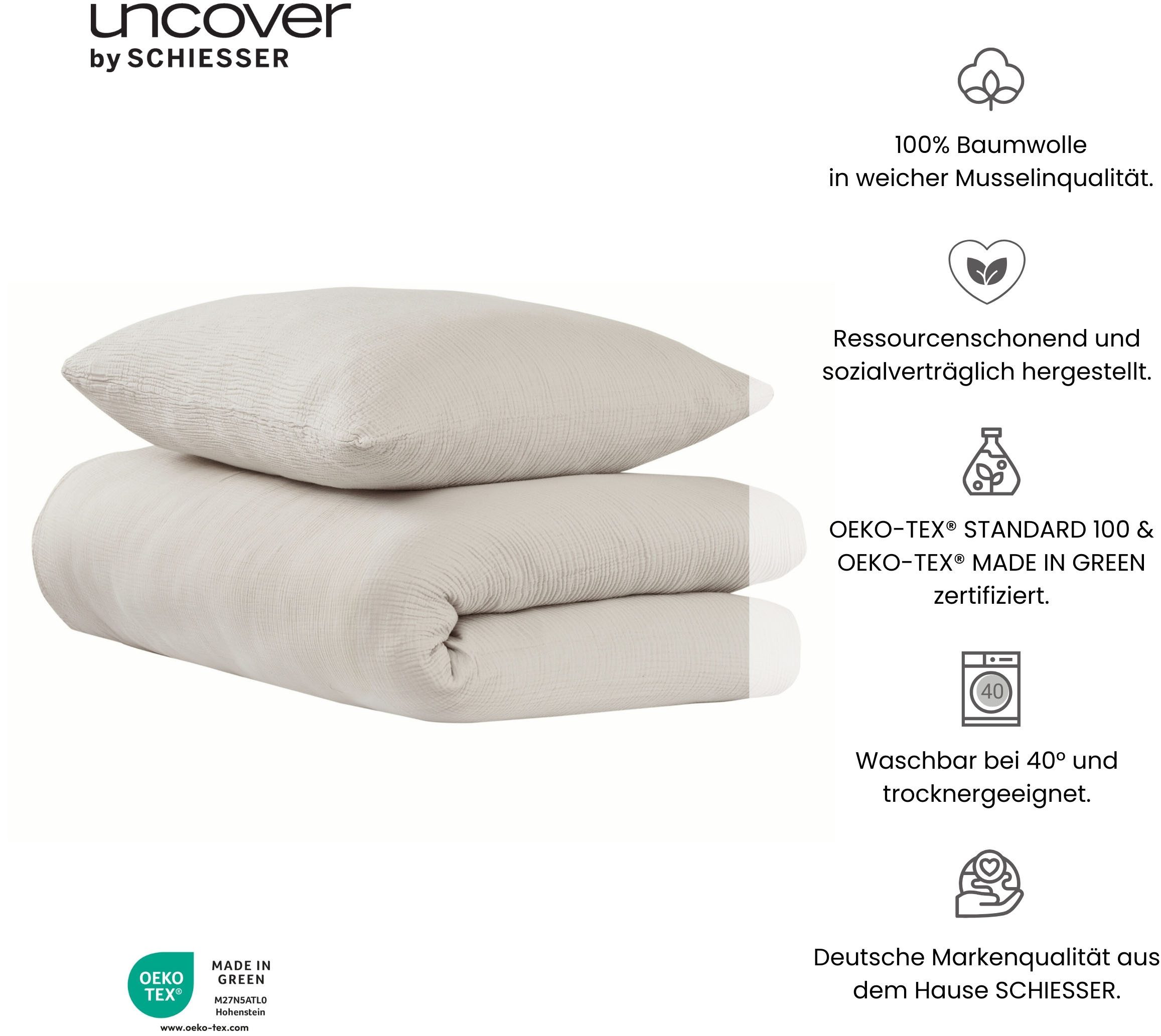 uncover by SCHIESSER Bettwäsche Lennox, Musselin, günstig online kaufen
