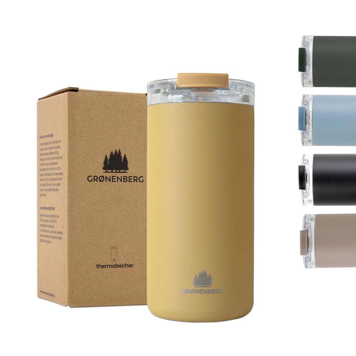 GRØNENBERG Термокружка Чашки to go 473ml, 100% Auslaufsicher, Hält минимум 4 h warm, Rutschfest