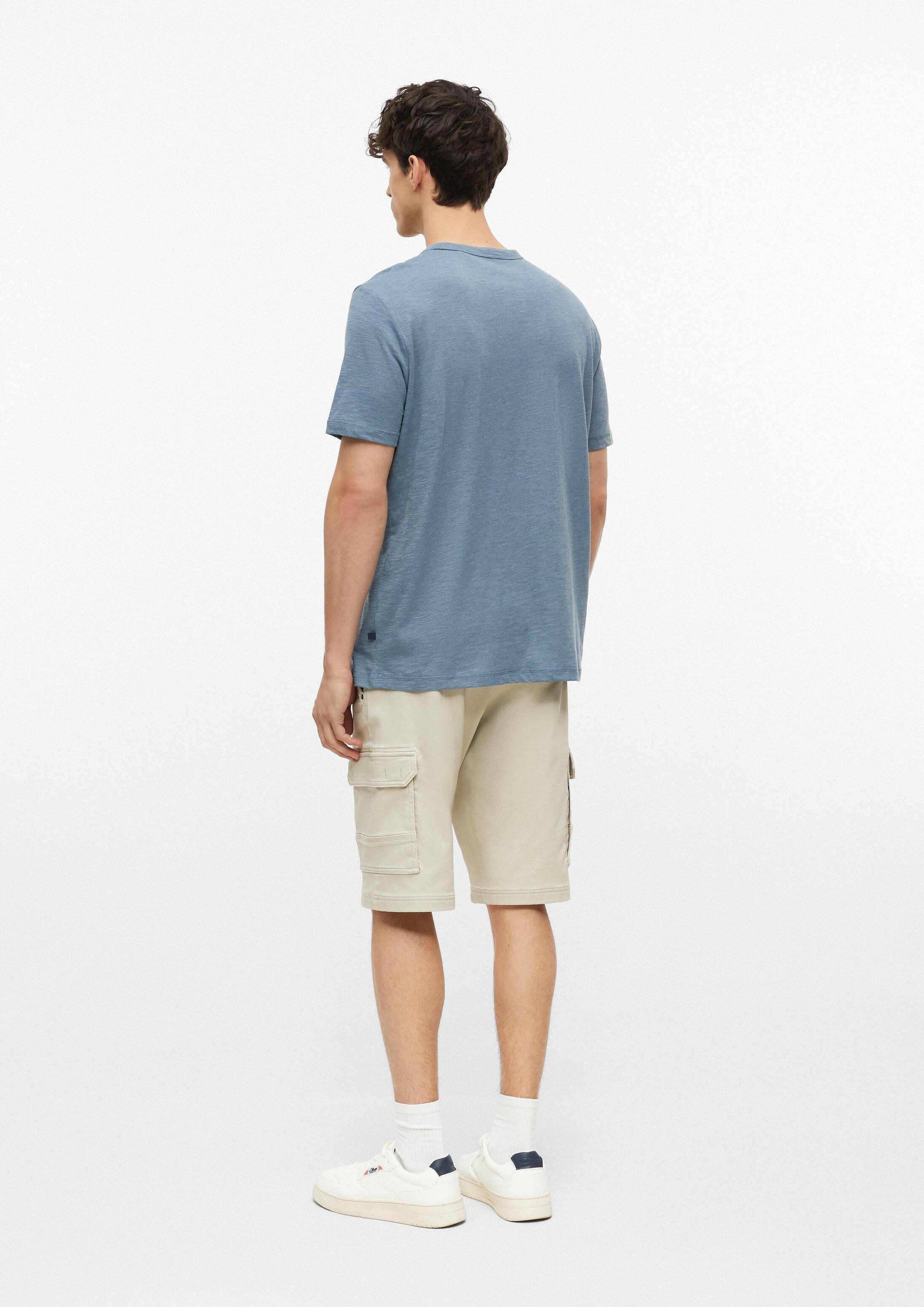 s.Oliver Kurzarmshirt T-Shirt Meliertes T-Shirt aus Baumwollmix mit Brusttasche