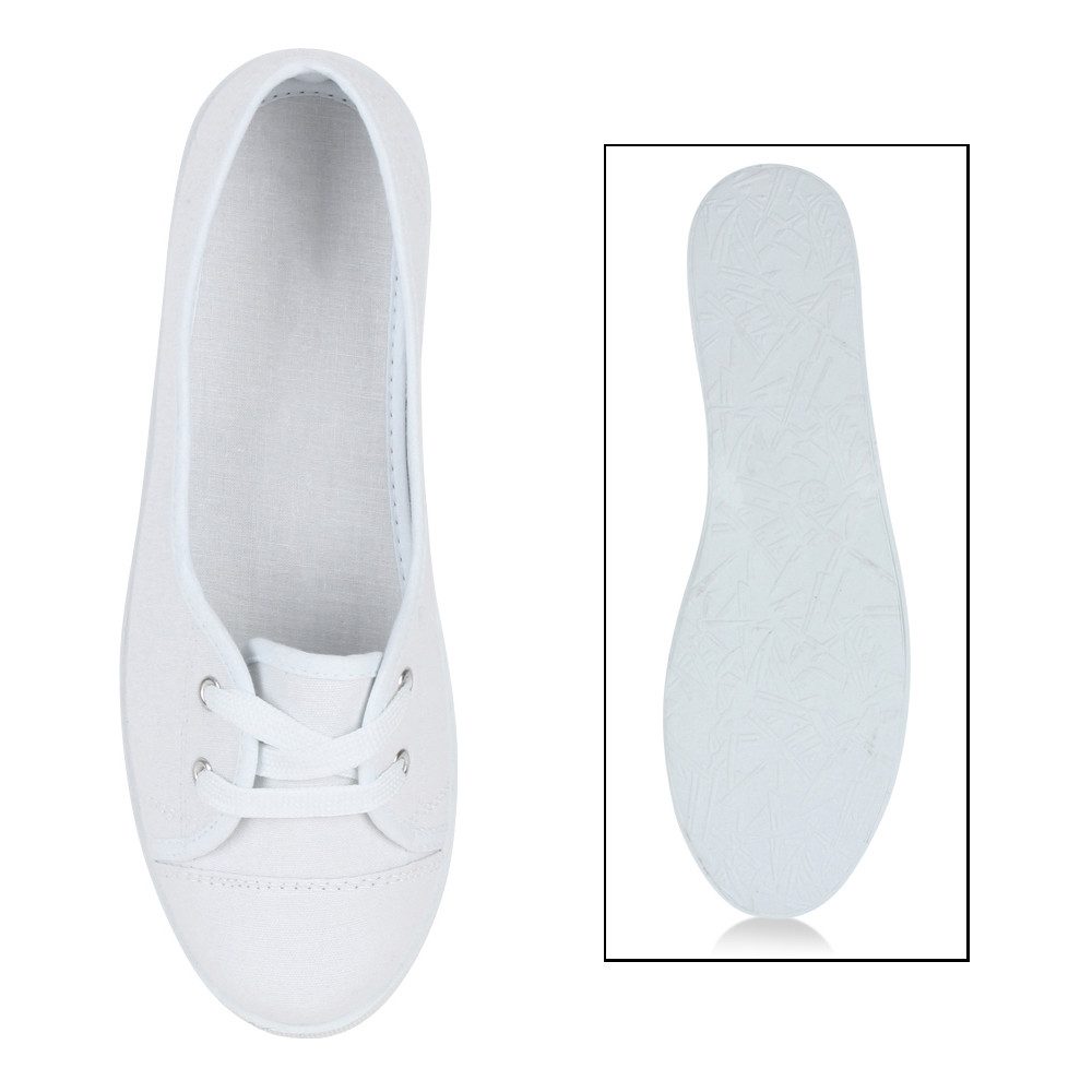 VAN HILL 79659 Sneaker Ballerinas Sportliche Damen Ballerinas Stoff Slipper Sneaker Flats Schnürer 71109