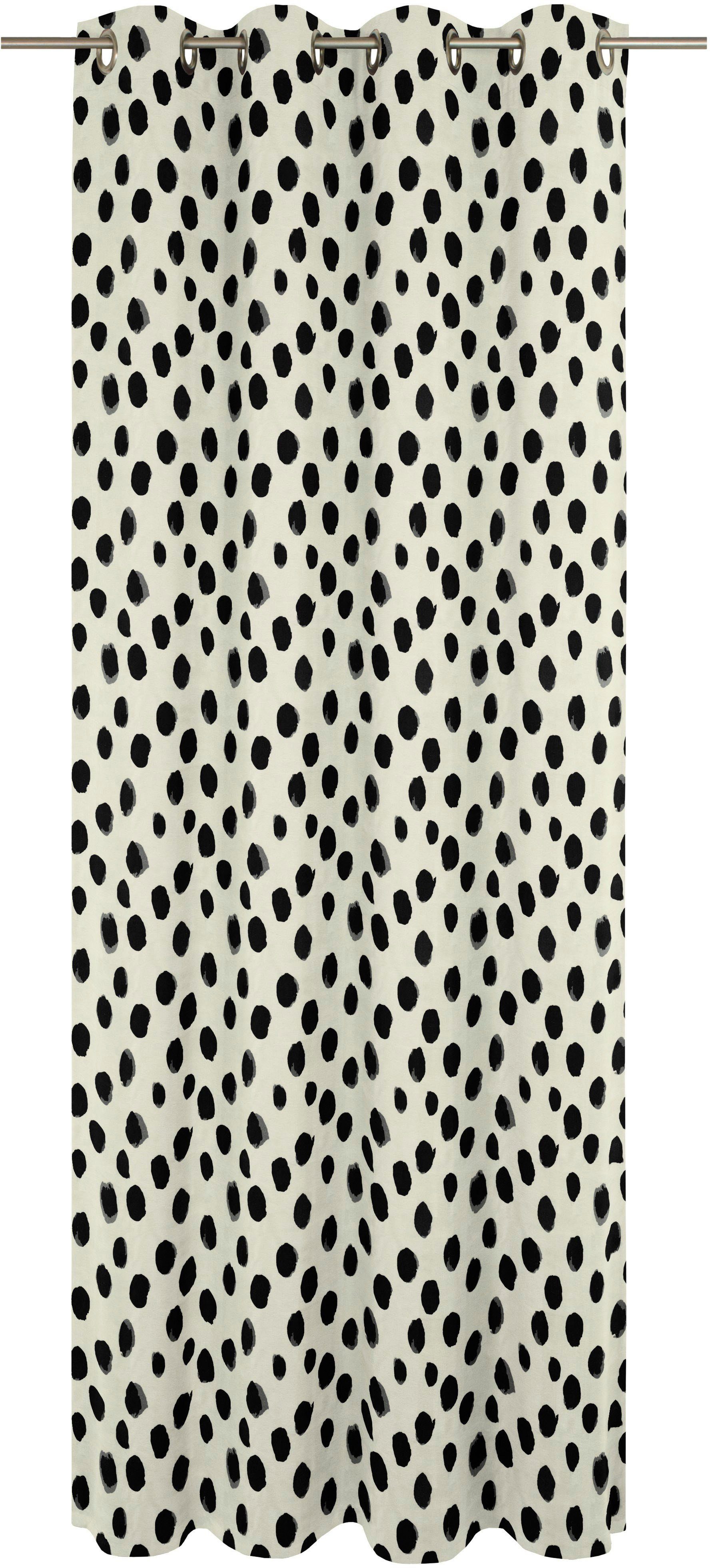 Ösen Adam, naturweiß/schwarz Dots, Vorhang Materialien nachhaltige (1 St), Jacquard, blickdicht,