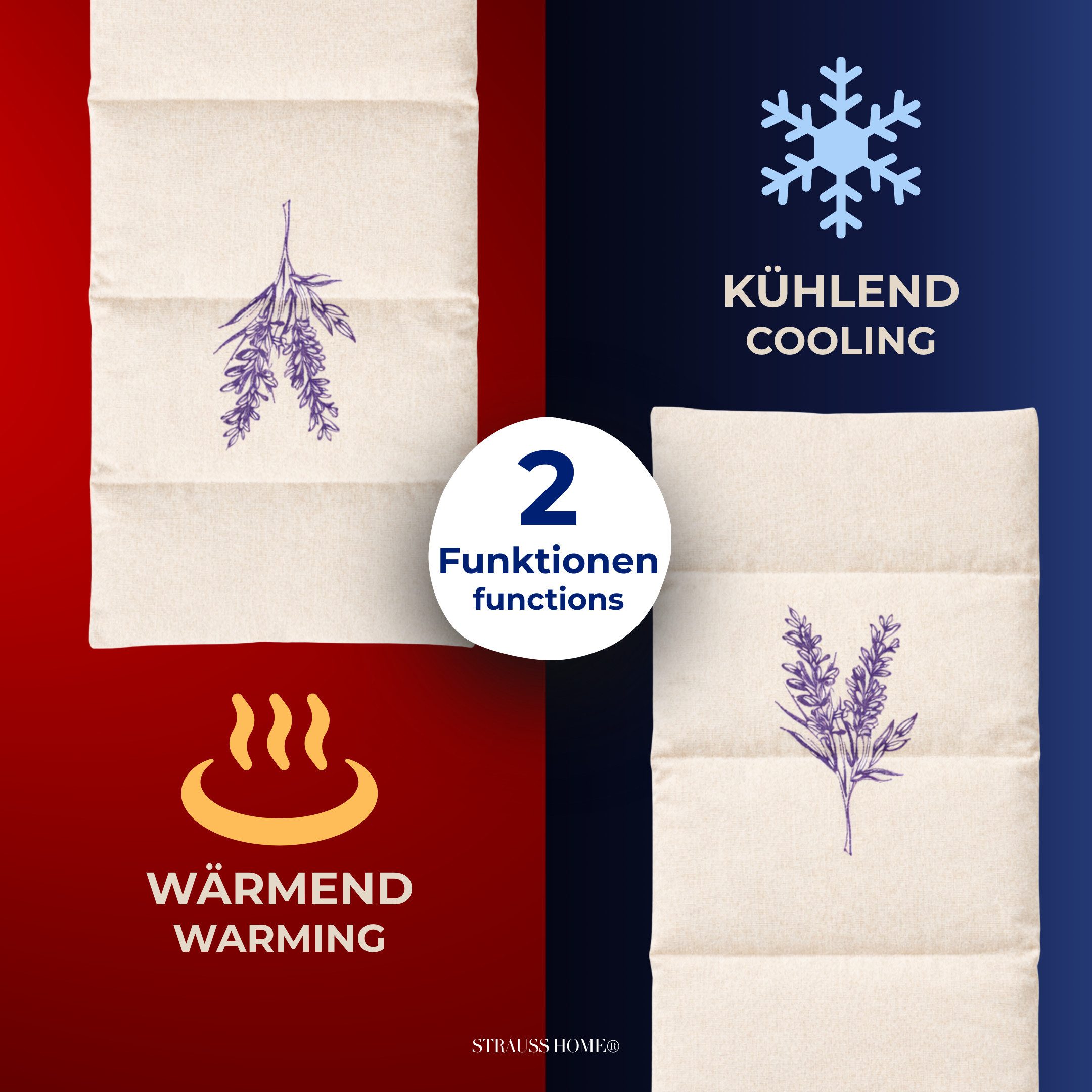 Strauss Home Wärmekissen Lavendelkissen, (1-tlg), Für die Mikrowelle und den Backofen, mit zartem Lavendelaroma