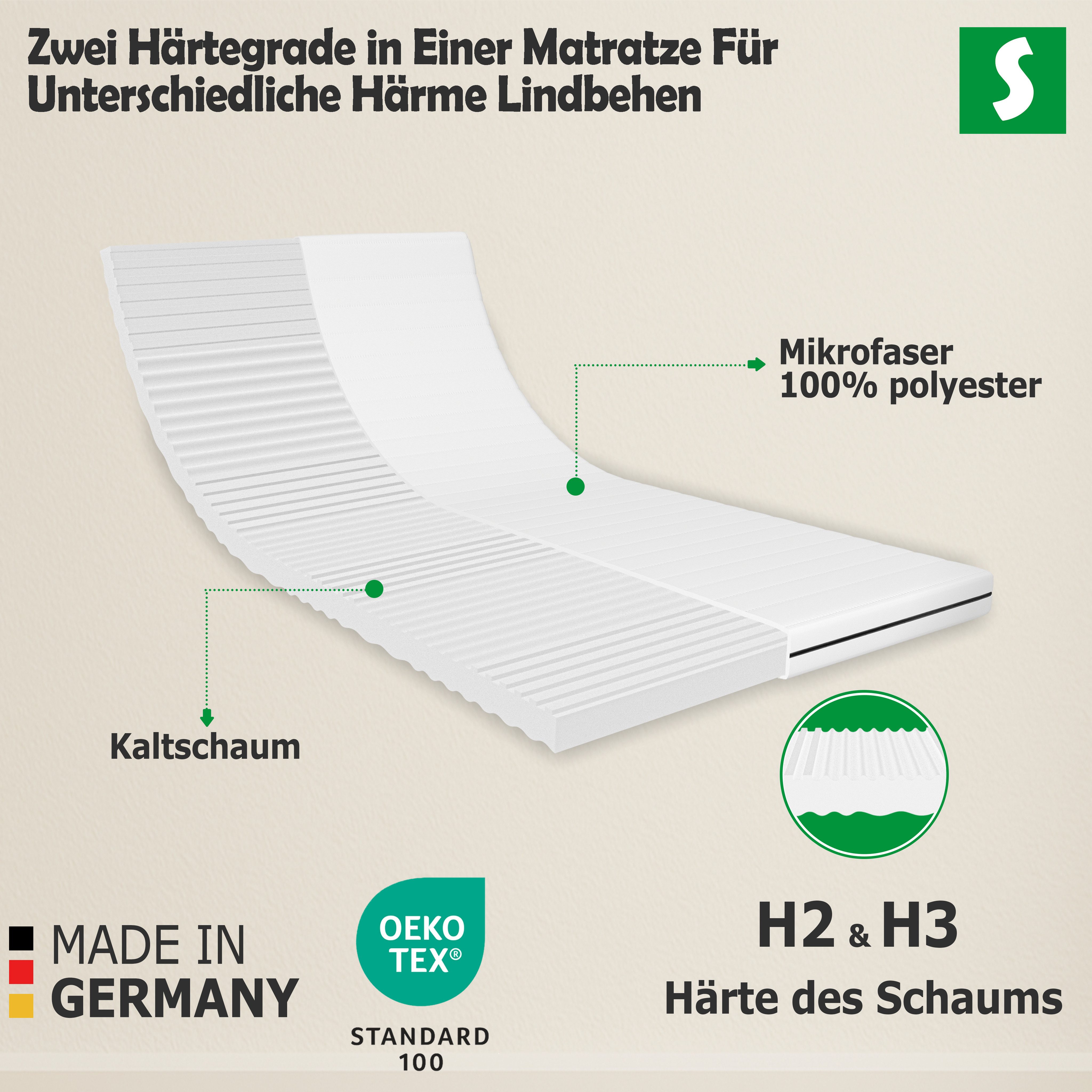 Kaltschaummatratze Orthopädische Matratze 140x200 & 90x200 H2/H3 – 7 Zonen, günstig online kaufen