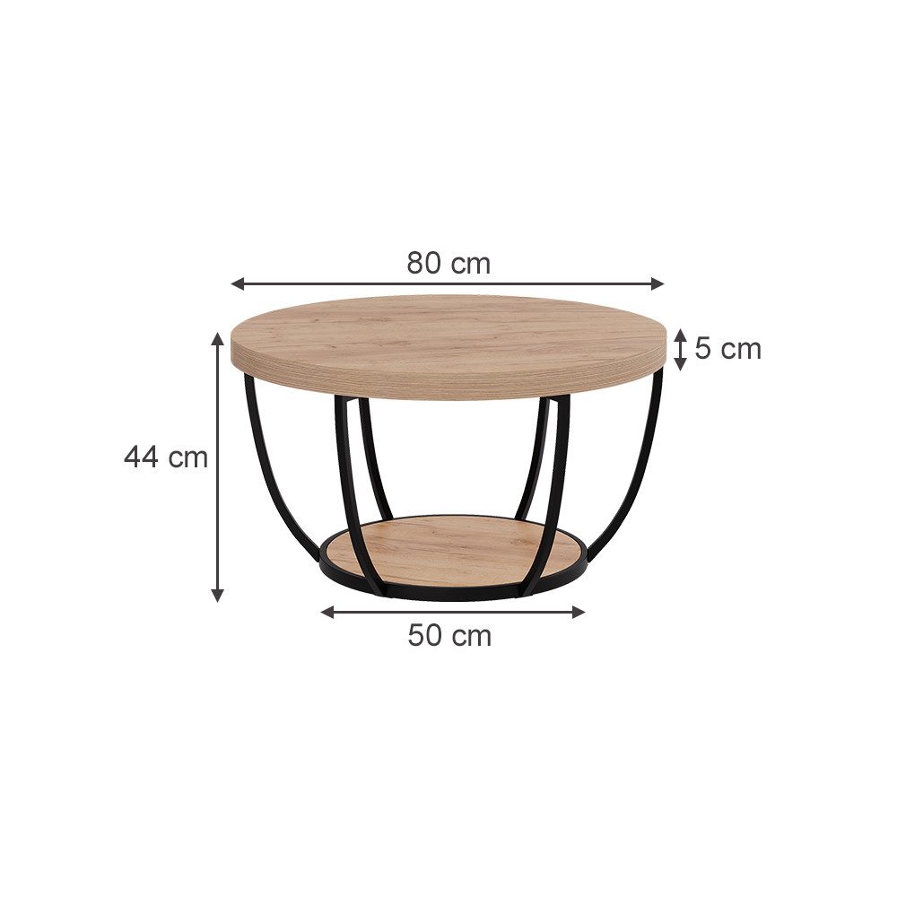 Vicco Couchtisch Arvina, Goldkraft Eiche, 80 günstig online kaufen
