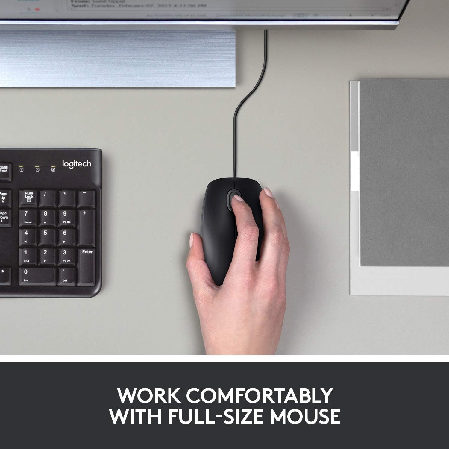 Logitech USB-Maus 800 DPI beidhändig ergonomisch & präzise für PC Laptop Maus (Kabelgebunden, 125 dpi, Ergonomische USB-Maus 800 DPI, präziser Sensor & beidhändiger Nutzung)