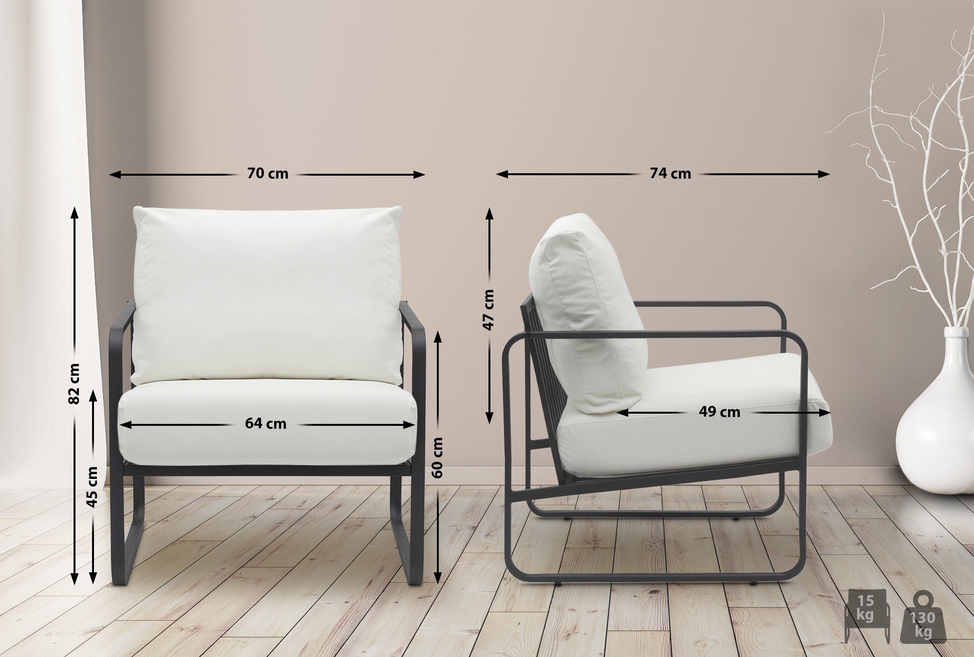 CLP Loungesessel Manea, gepolstert, mit Metallgestell günstig online kaufen