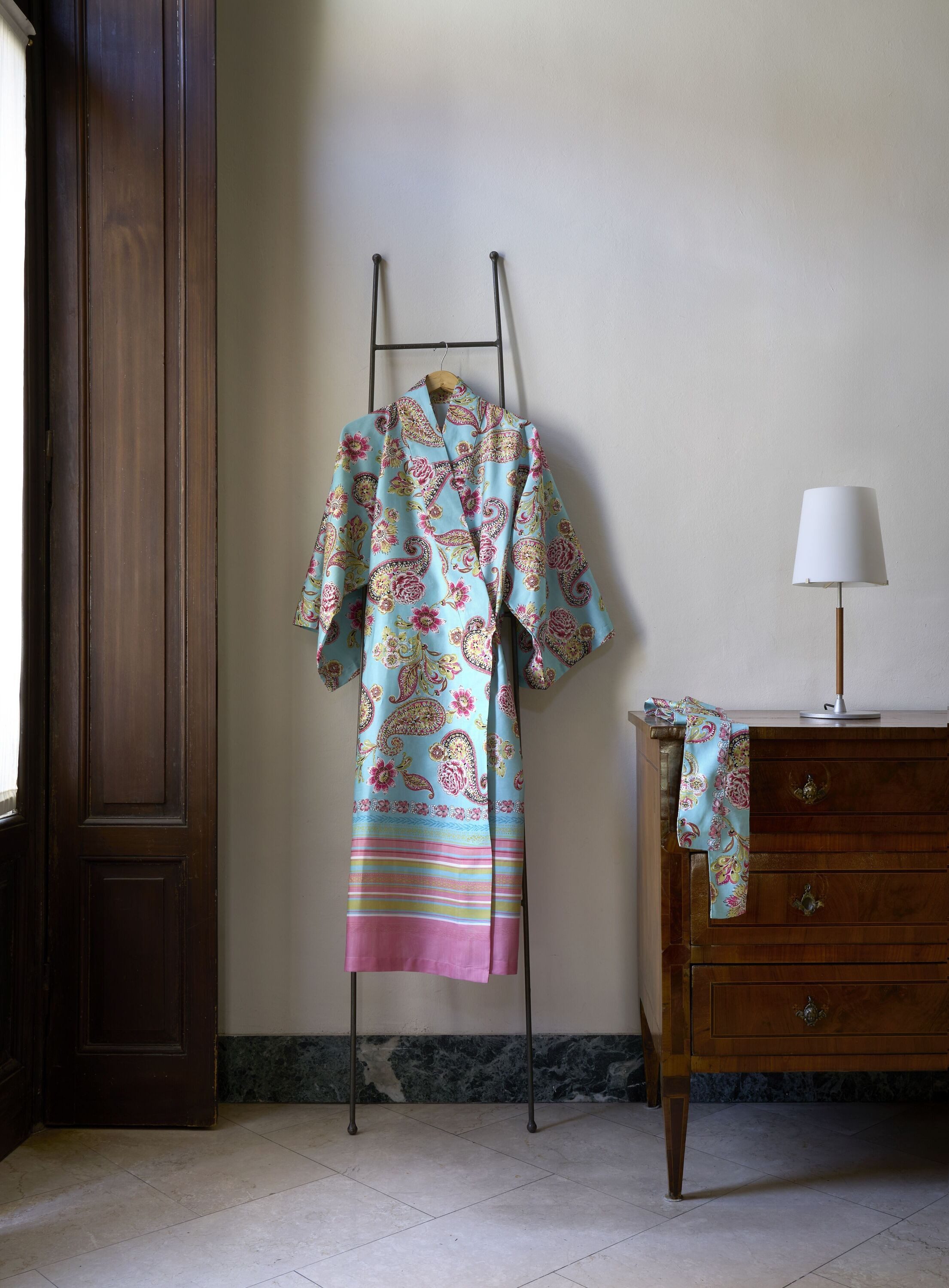 Bassetti Kimono RAPALLO, Baumwolle, Gürtel, aus reiner Baumwolle