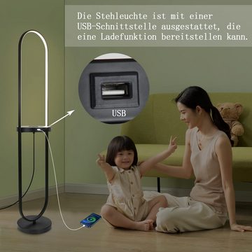 Nettlife Stehlampe Wohnzimmer Dimmbar mit Regal USB-Anschluss LED Stehleuchte Kabellos, Fernbedienung, LED fest integriert, Warmweiß Neutralweiß Kaltweiß, Schlafzimmer Büro Bett