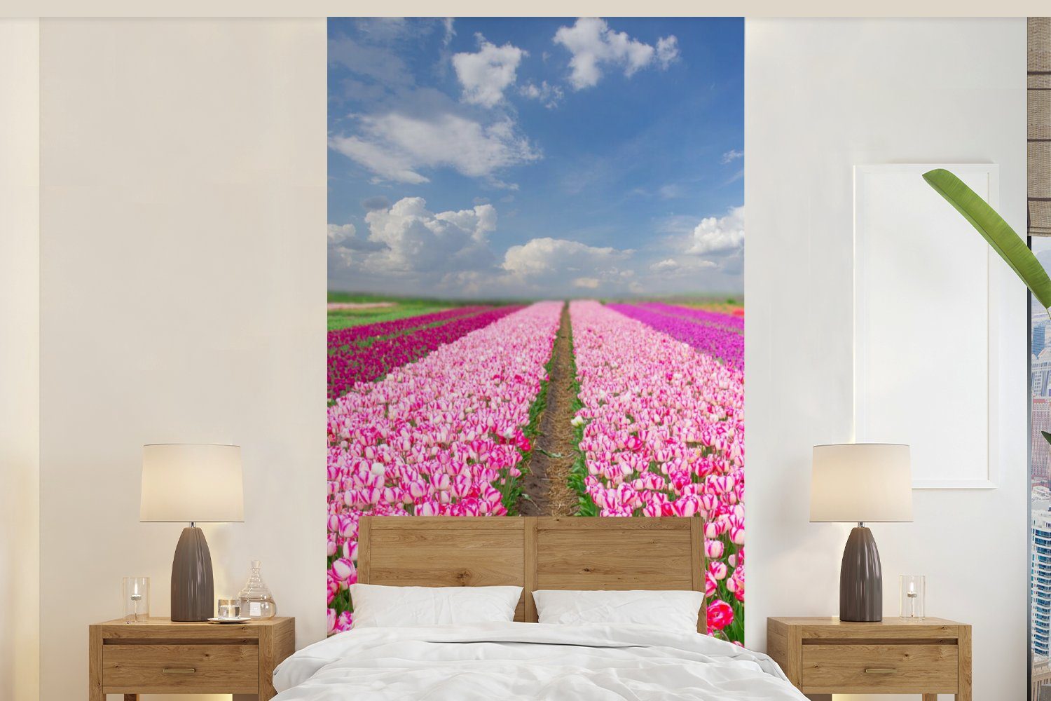 verkaufe gut MuchoWow Fototapete Wohnzimmer Vliestapete Matt, (2 Sonne Tulpen Frühling, - Schlafzimmer Küche, für - St), Fototapete bedruckt