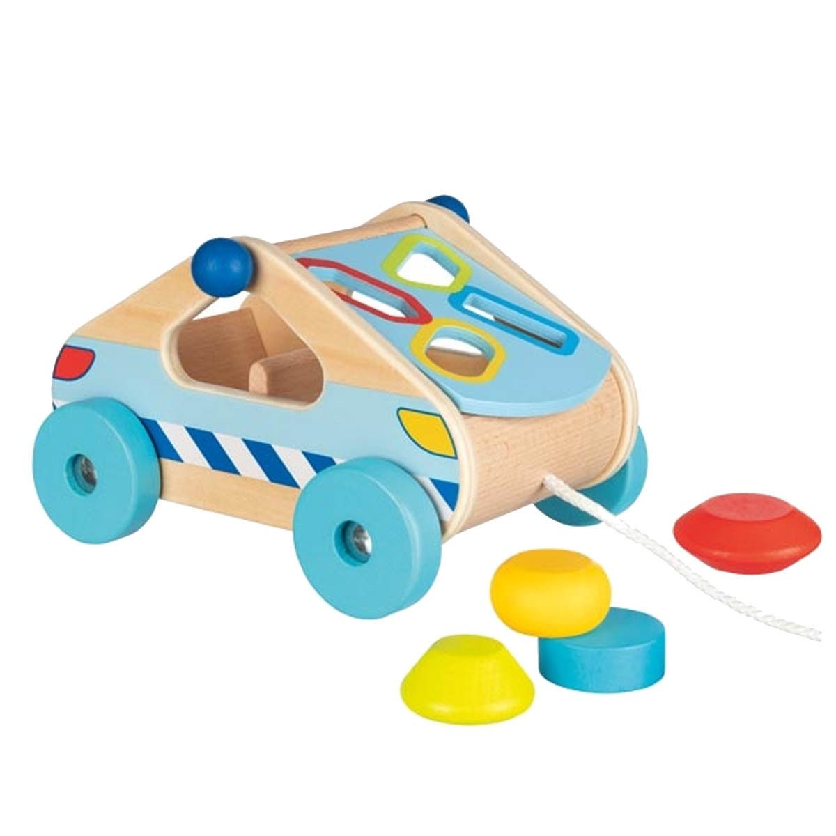 goki Steckspielzeug Sort Box Auto zum Hinterherziehen, (packung, 5-tlg), mit anspruchsvollen Formen