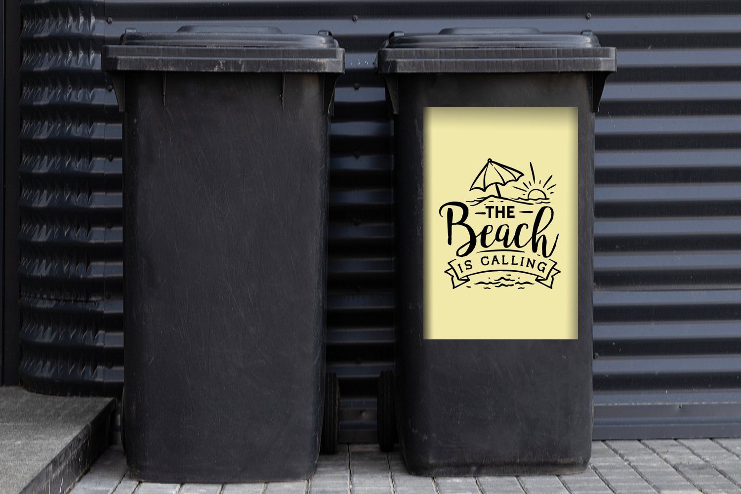 MuchoWow Wandsticker Sommer (1 Mülleimer-aufkleber, - Abfalbehälter Container, Strand Mülltonne, St), Sticker, Sonnenschirm Sprichwörter - 