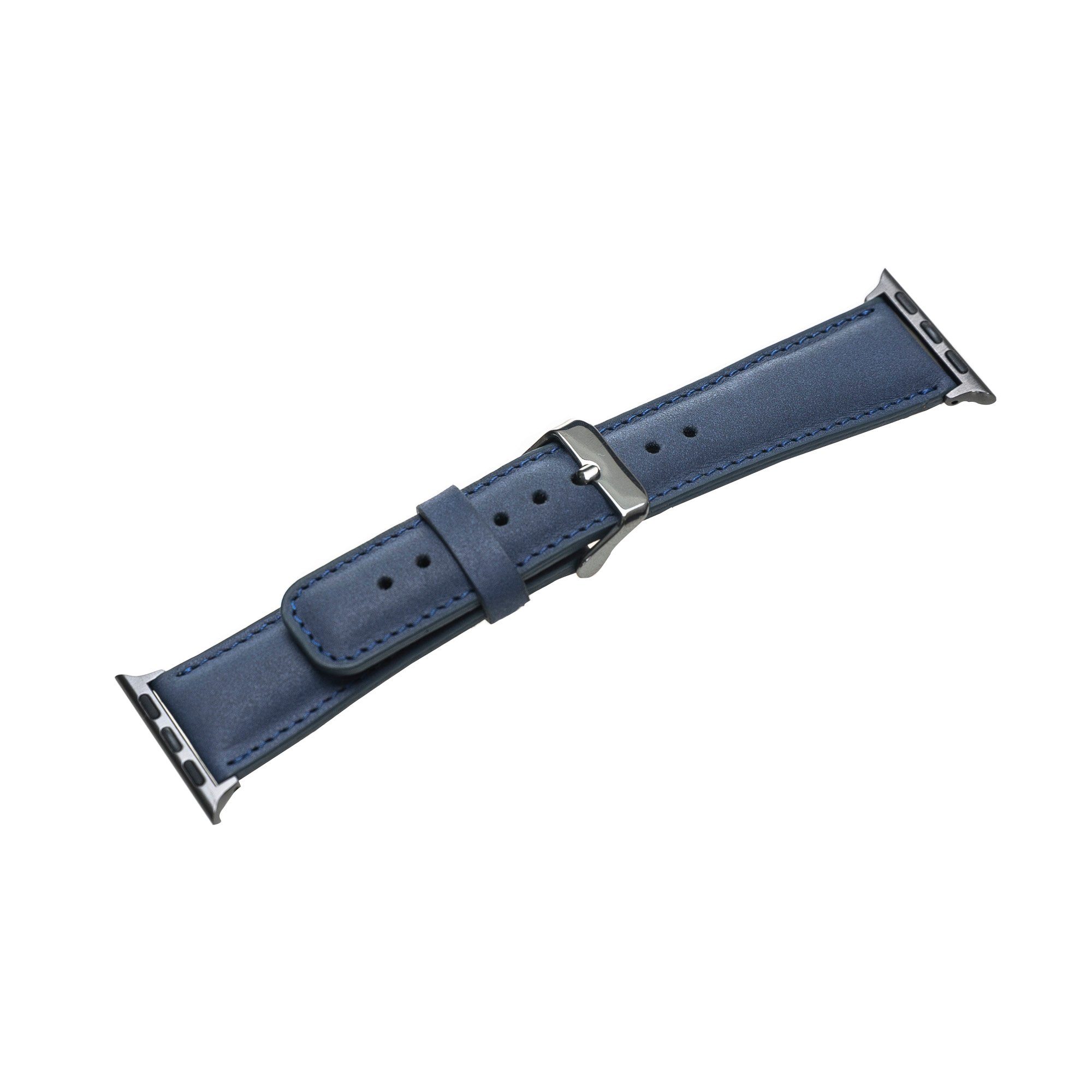 Uhrenarmband Apple Echtleder Watch Ersatzarmband Renna Ultra/9/8/7SE/6-1 Blau Leather für Matt Series Band