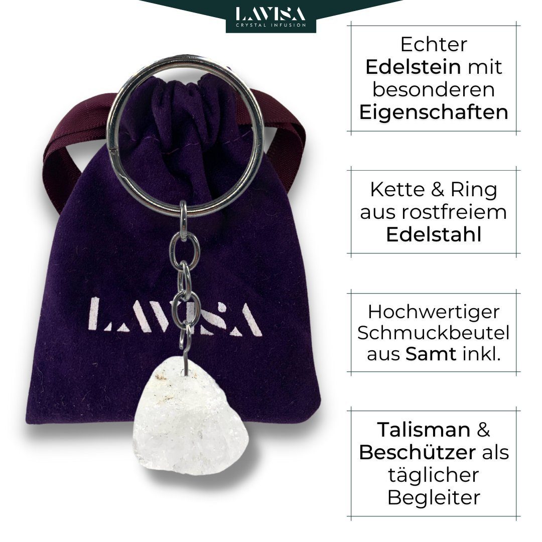 Bergkristall Naturstein Schlüsselanhänger - Schlüssel LAVISA Edelstein Glücksbringer - Anhänger