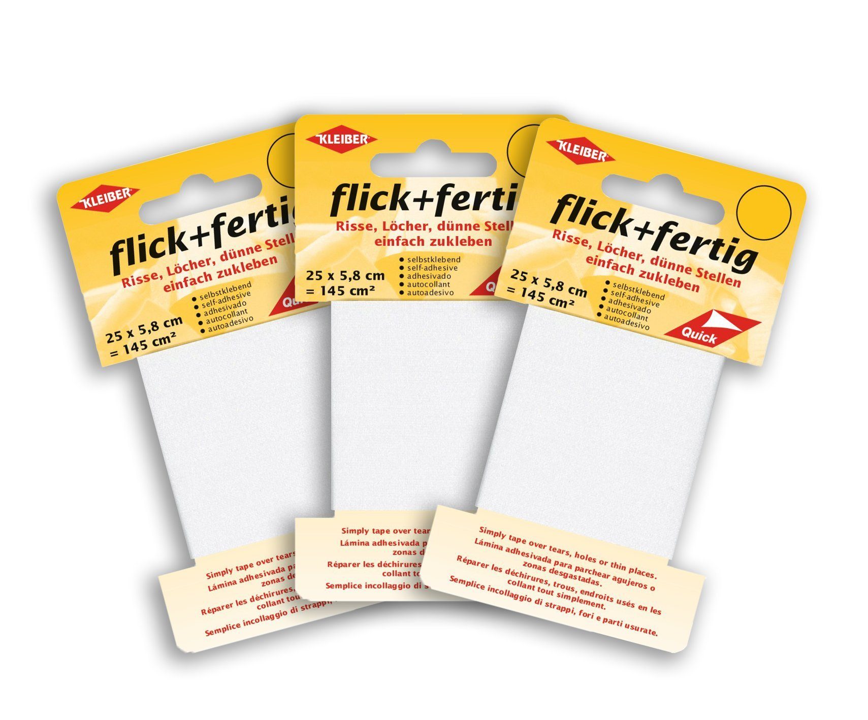 KLEIBER Aufkleber flick und fertig selbstklebendes Reparaturband aus Nylon 3er Set, (Set), selbstklebend
