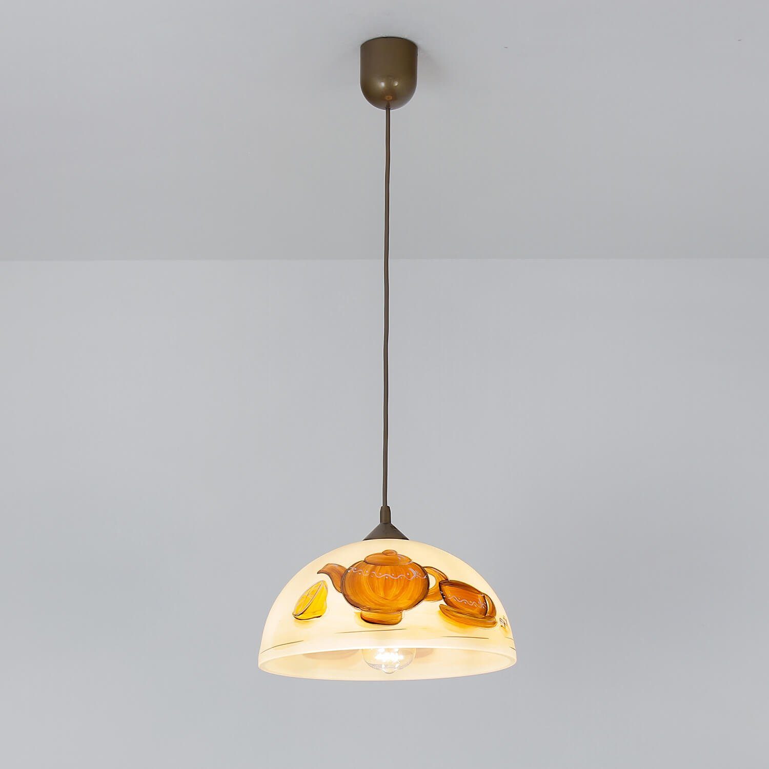 Küche LEHTI, Orange Hängelampe Licht-Erlebnisse Hängeleuchte retro Pendelleuchte ohne Glasschirm Leuchtmittel, Esstisch
