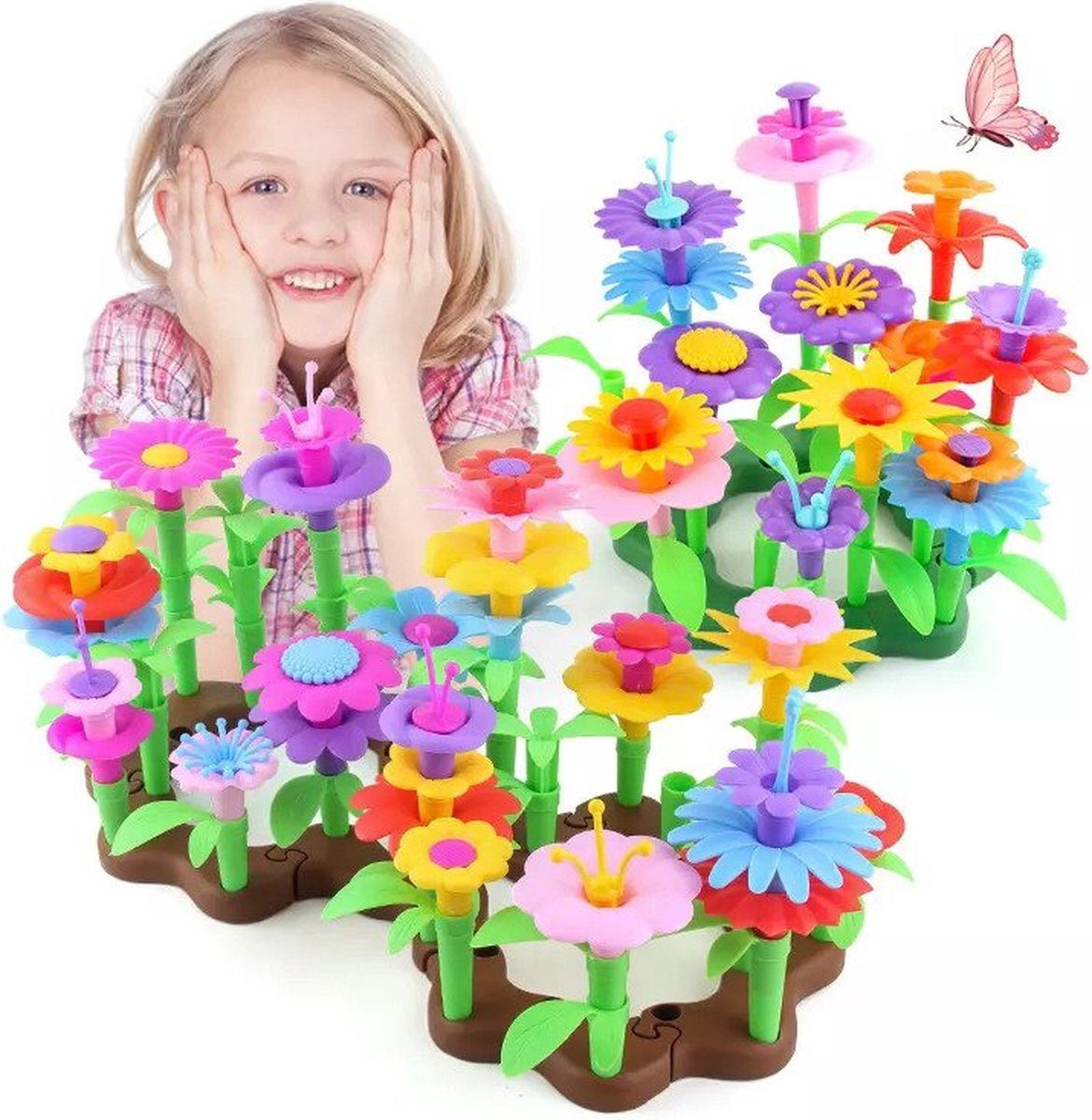 GD IMPORT Steckspielzeug Joyage Blumen Feinmotorik-Spielzeug – 222 Teile Montessori ab 3 Jahren, (224-tlg)