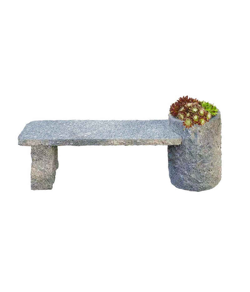 Dehner Gartenbank Flora mit Pflanztrog, 130 x 45 x 30 cm, Granit, Sitzfläche und Füße aus hochwertigem Granit, moderne Gestaltung