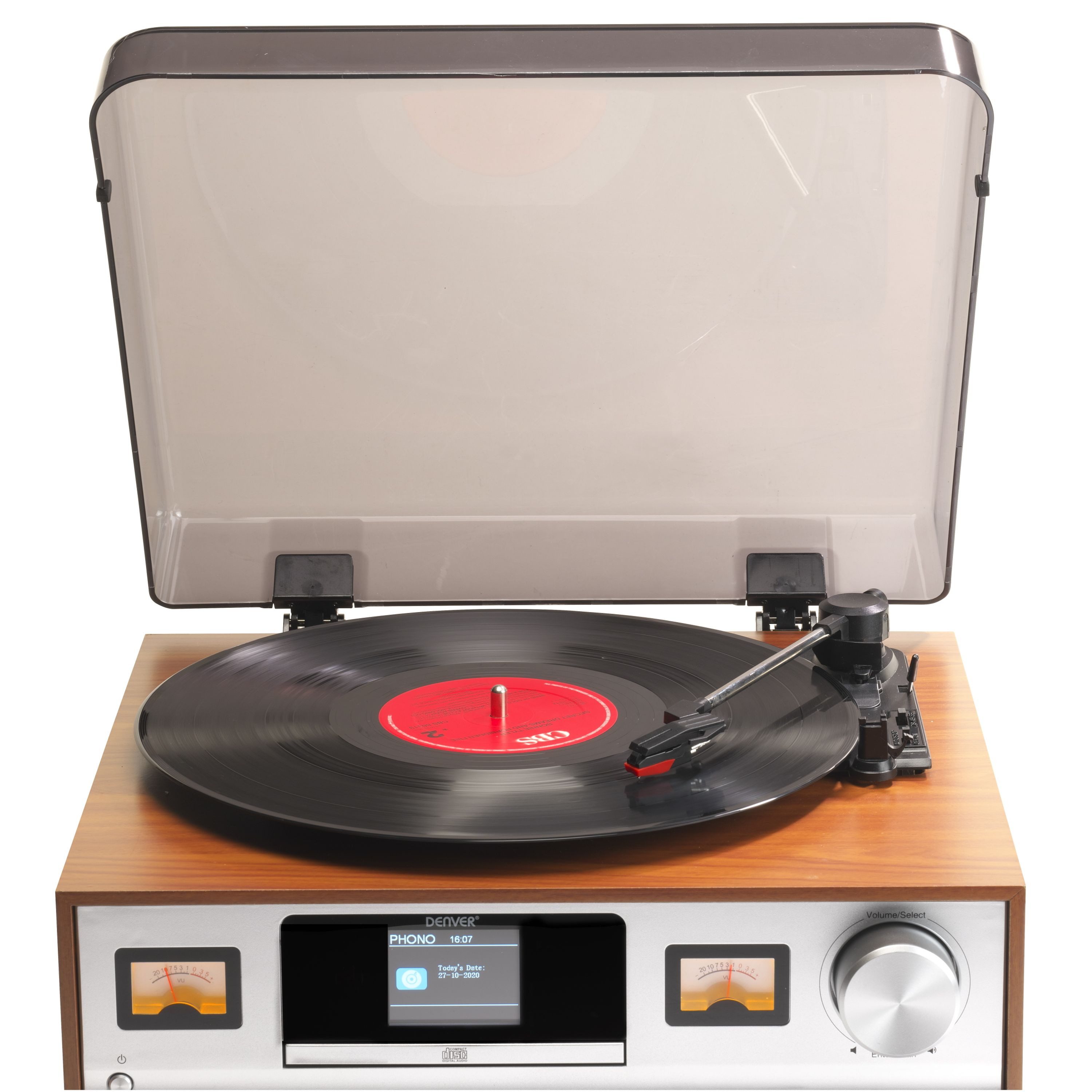 Denver MRD-52 Lightwood Kompaktanlage (Retro Stereoanlage mit Plattenspieler, DAB+, CD, AUX, Bluetooth) – Bild 4 von 5