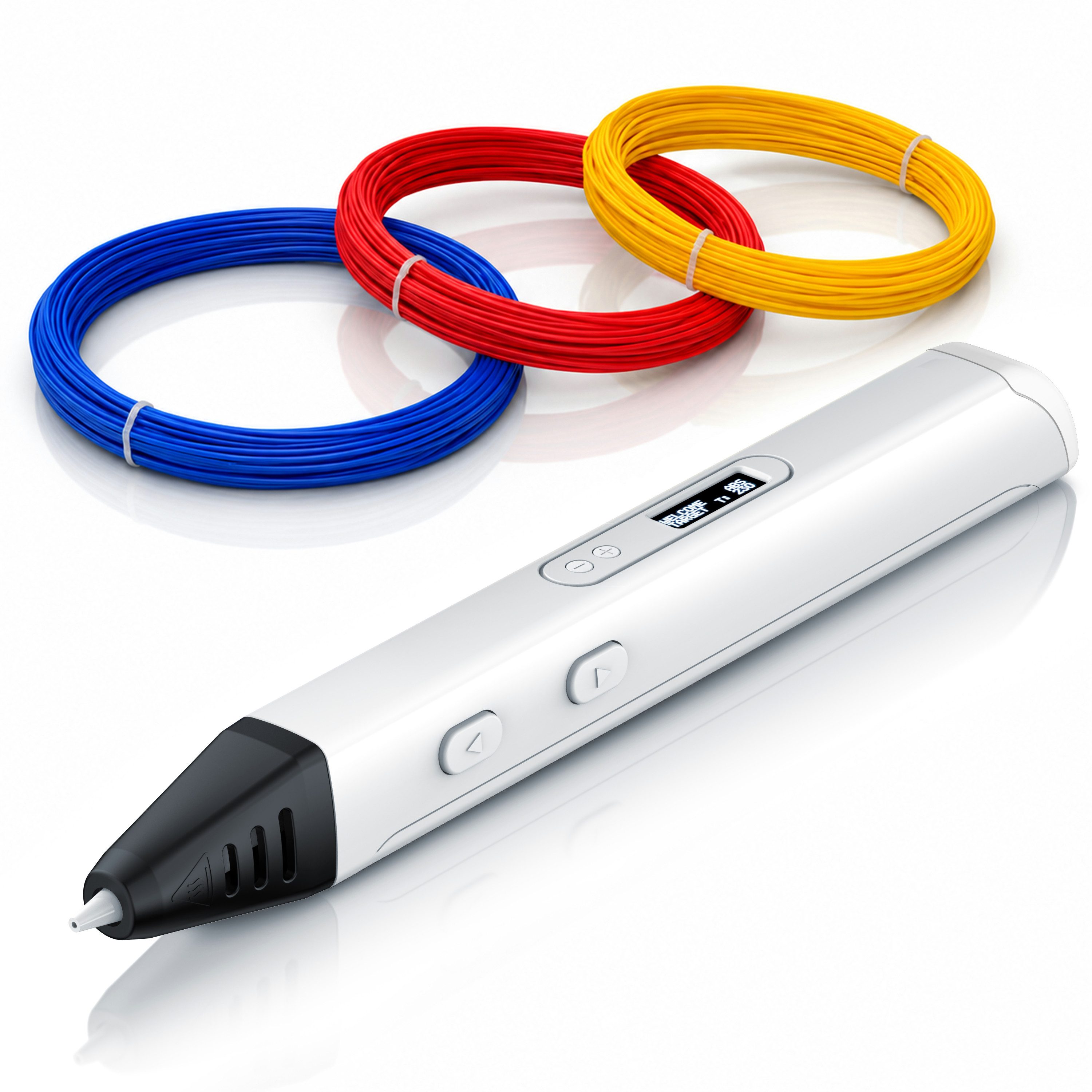 BEARWARE 3D-Drucker-Stift 3D-Druckstift 10 W mit OLED-Display, für PLA & ABS, inkl. Startfarben, Keramikdüse, stufenlose Geschwindigkeit, Standby-Automatik