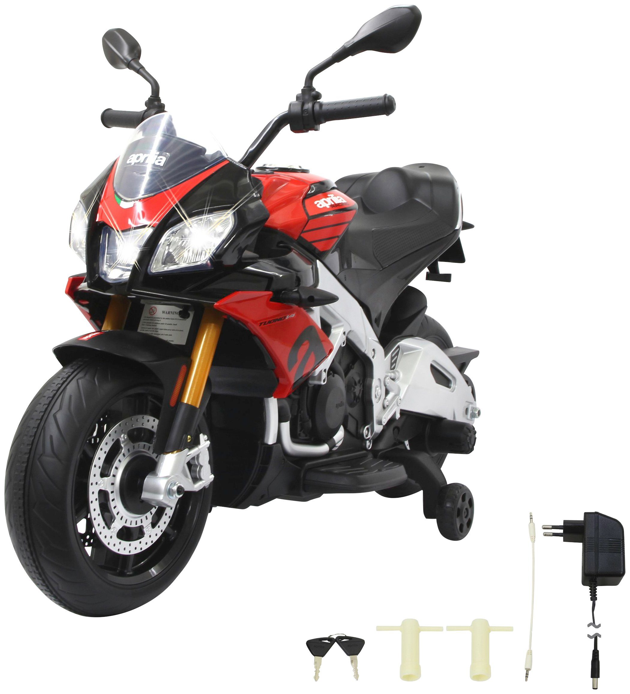 Jamara Elektro-Kindermotorrad Ride-on Aprilia Tuono V4 1100RR, Belastbarkeit 25 kg