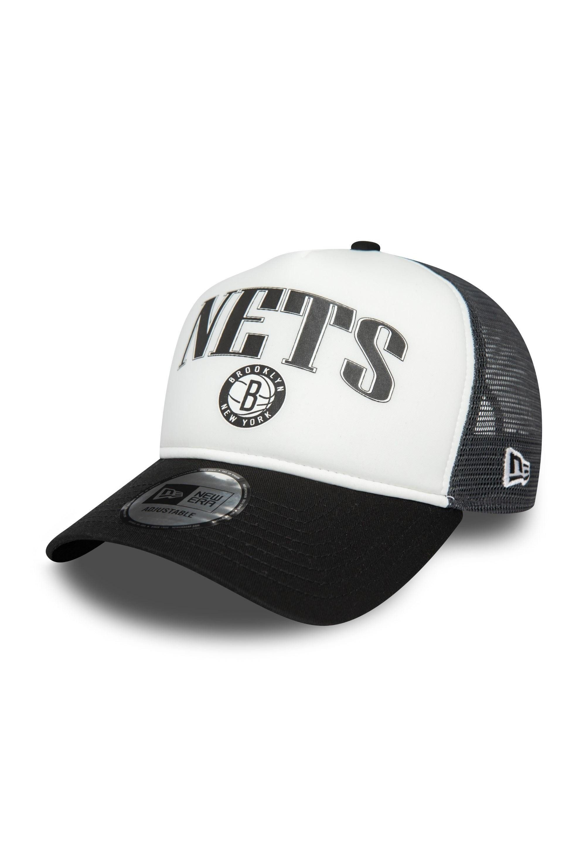 Baseball Cap Brooklyn Nets NBA Retro Weiß Schwarz Verstellbare A-Frame Trucker Cap