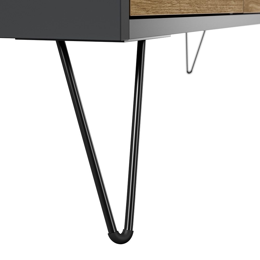 Lomadox Sideboard INDIANAPOLIS-02, 177cm breit, graphit mit Eiche, grifflos