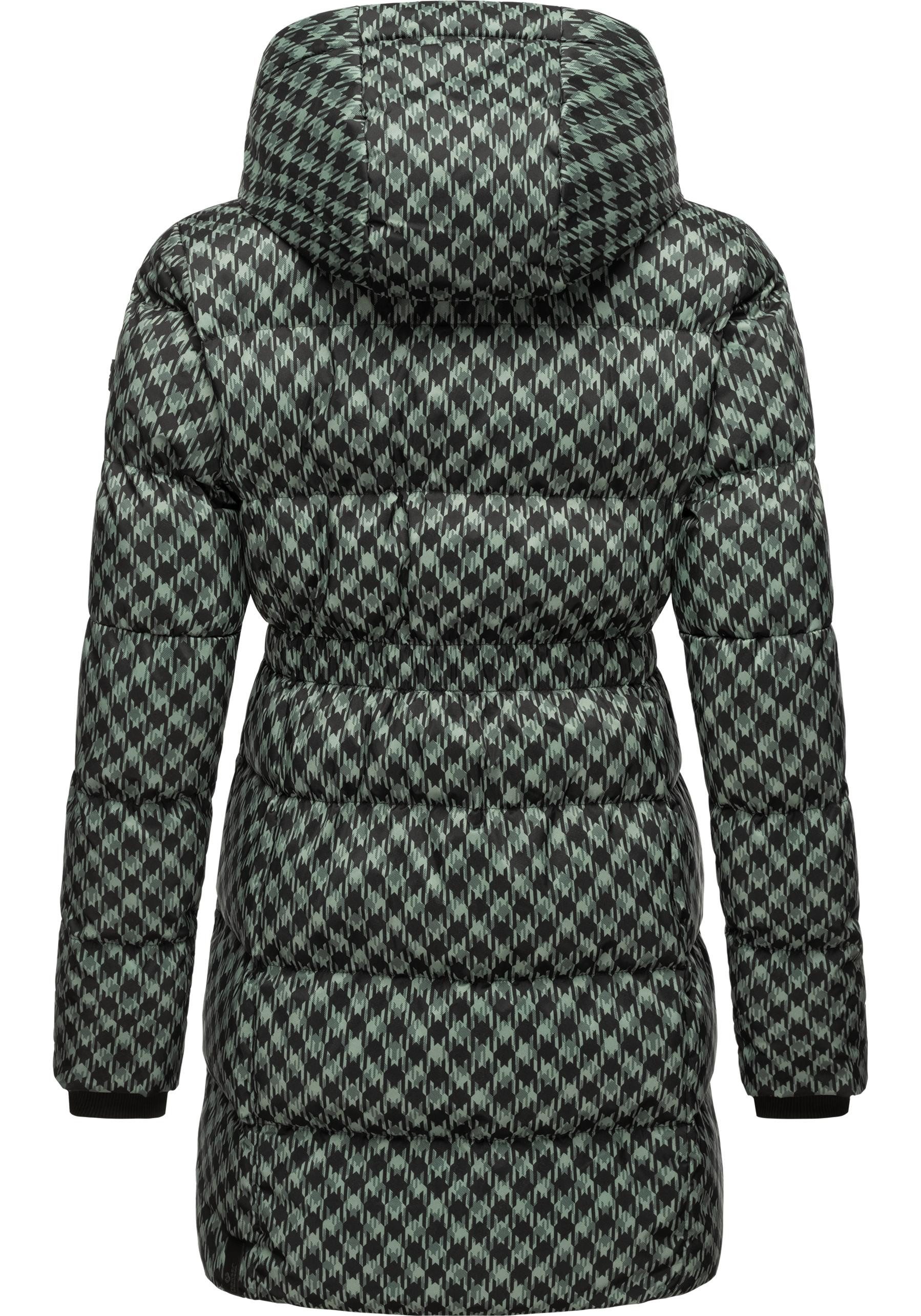 Ragwear Steppmantel Niara Print wasserdichter Mantel mit angesagtem Hahnentritt Muster