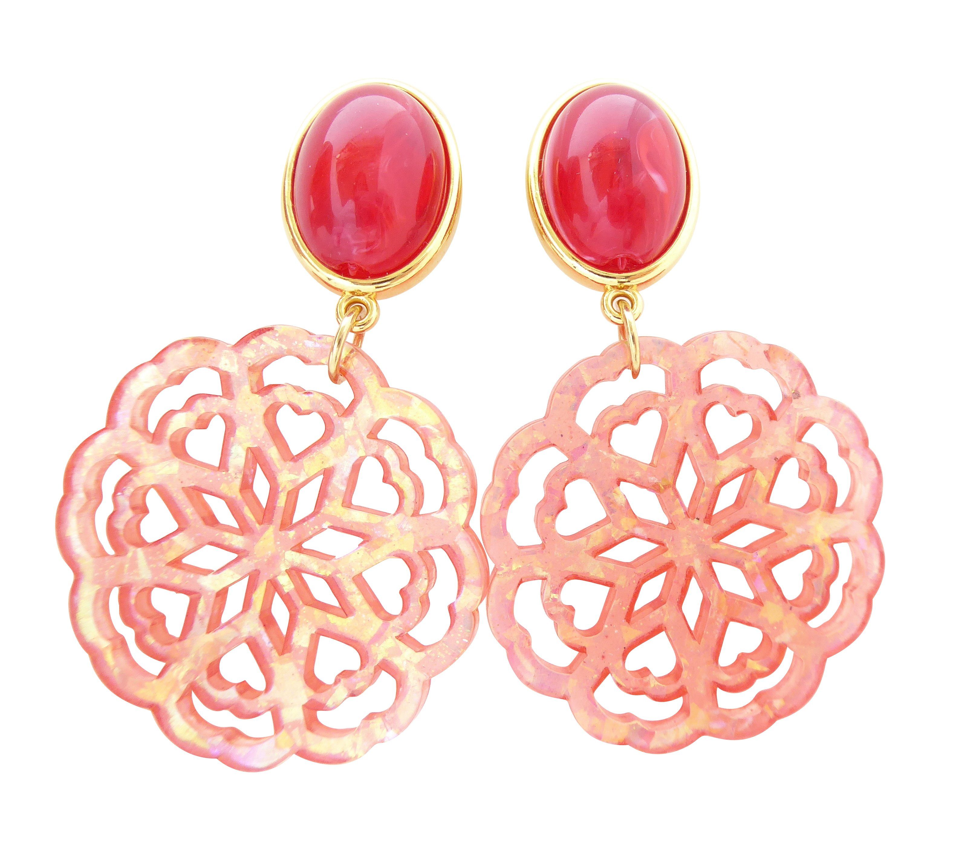 Mugello Paar Ohrclips Carmen Clips rot-orange auffällig elegant Statement Geschenk, made in Germany Designer JustWin, Statementohrringe
