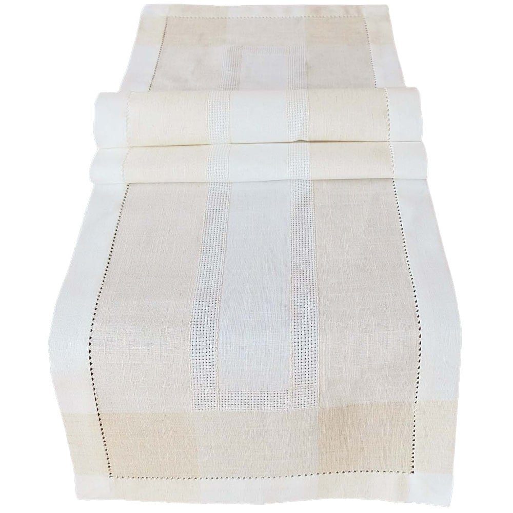 matches21 HOME & HOBBY Tischdecke Tischläufer ALMA Leinenoptik mit Hohlsaum günstig online kaufen