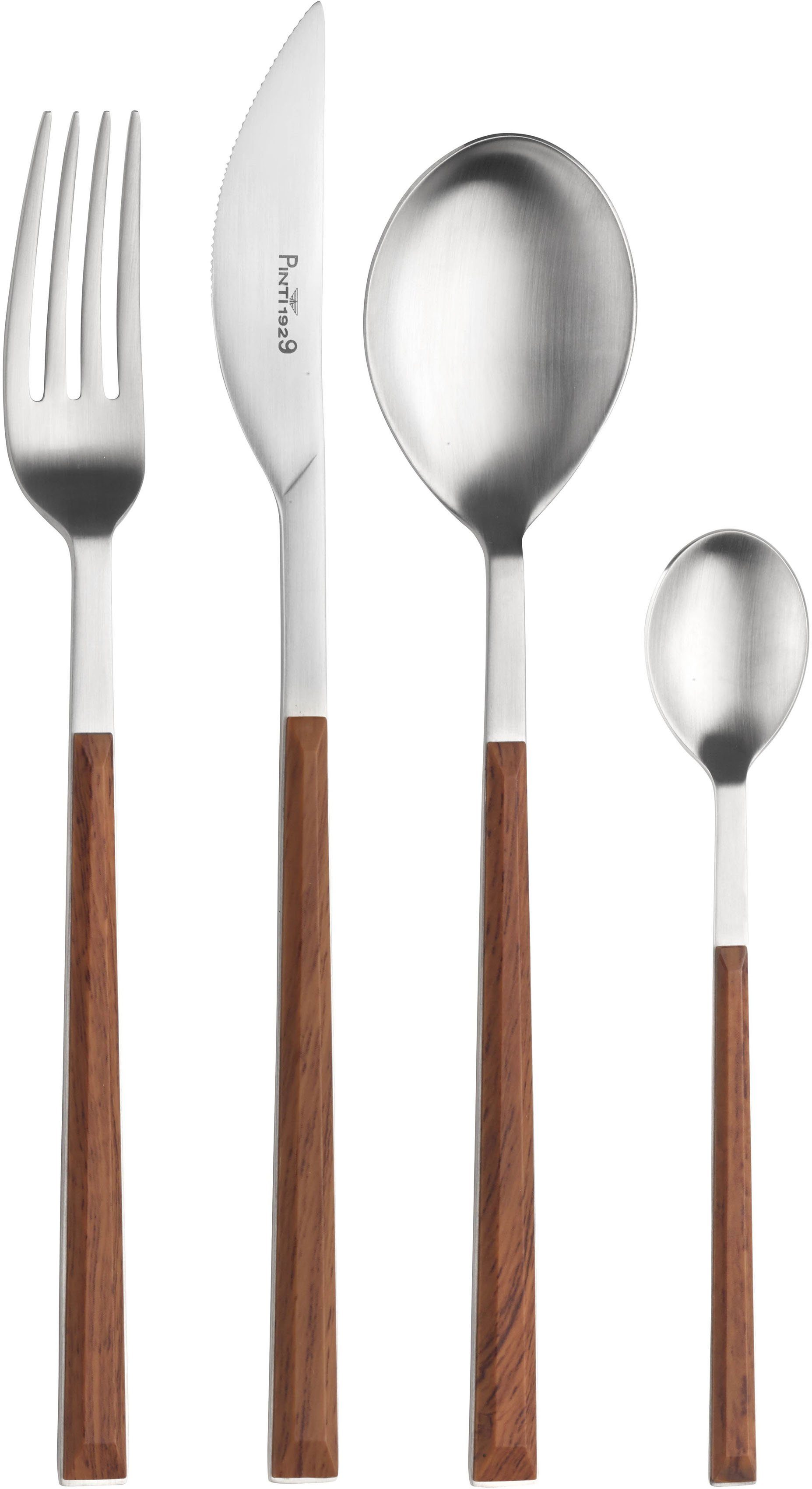 PINTINOX Besteck-Set Sushi (24-tlg), 6 Personen, Edelstahl 18/0, Kunststoff, Satiniert mit Kunststoffgriff in Holz-Optik