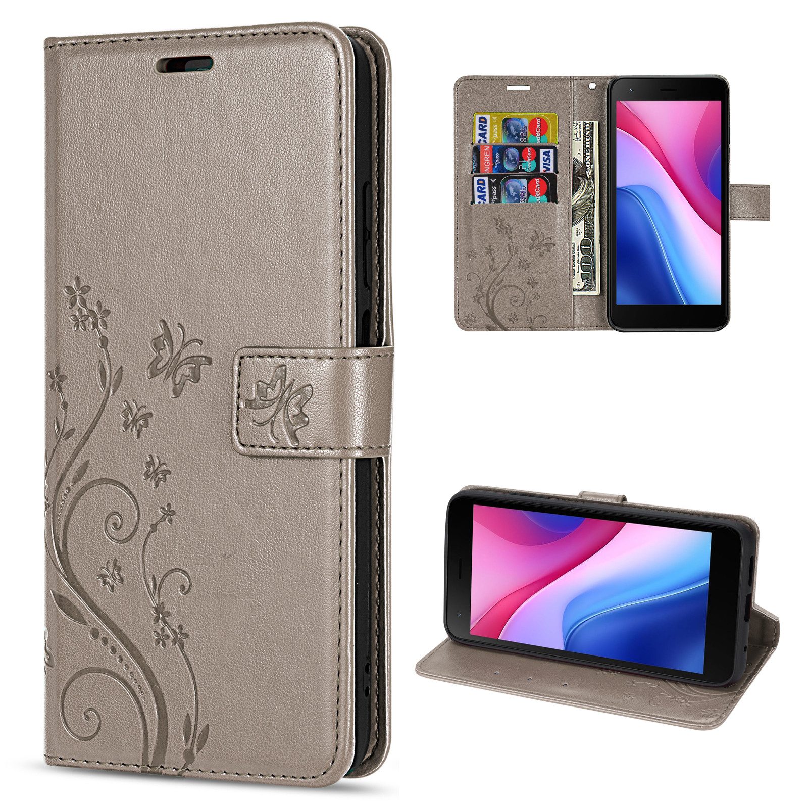 betterfon Smartphone-Hülle Handytasche für ZTE Blade A35 Lite Handyhülle Klapphülle, Bookstyle-Hülle: Magnetverschluss 3 Kartenfächer & Standfunktion
