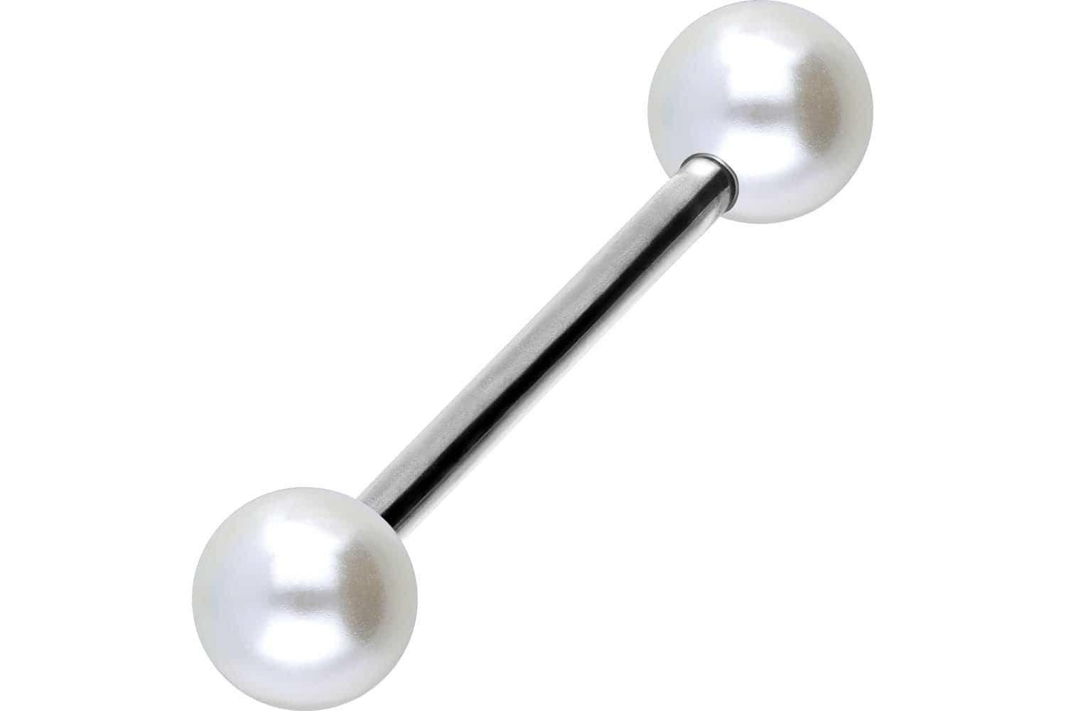 PIERCINGLINE Brustwarzenpiercing Chirurgenstahl Barbell SYNTHETISCHE PERLEN (Barbells, 1-tlg)