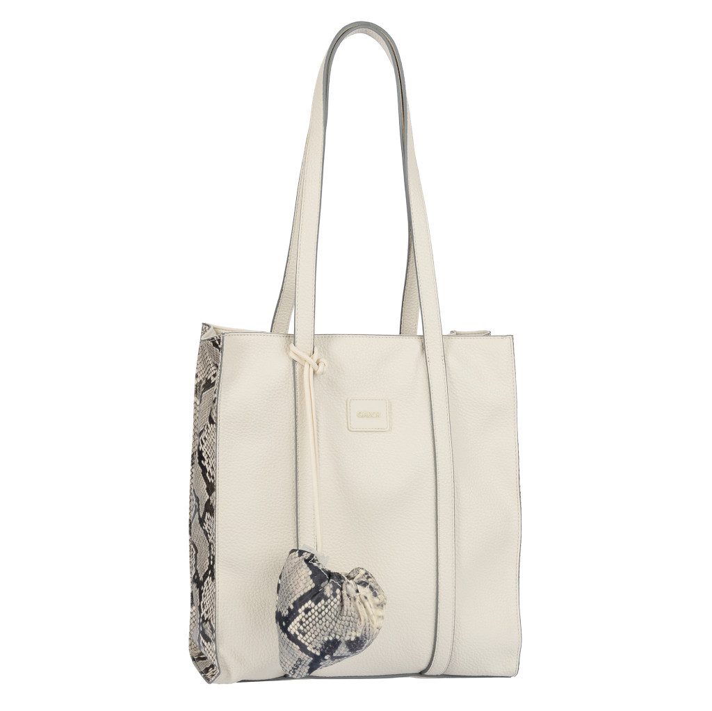 Gabor Shopper Elfie Luxe (Set, faltbare Einkaufstasche aus Nylon), schwarz genarbtes Lederimitat und Leopardenoptik mit Pouch-Anhänger