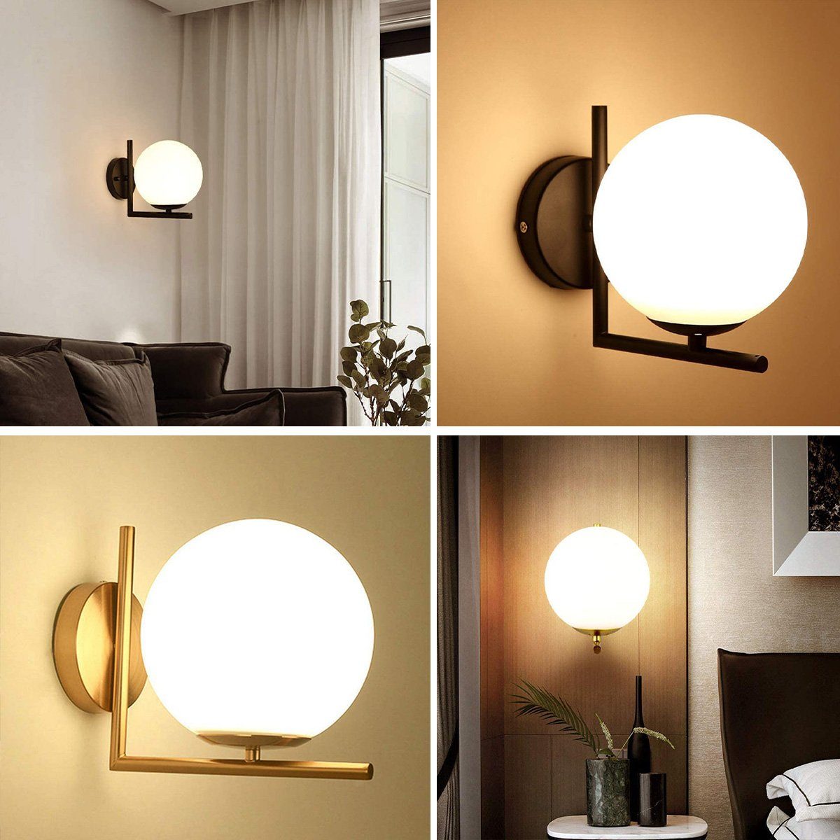 Welikera Wandleuchte Wandlampe Gold für Ø15x20cm Nachttisch,Wohnzimmer,Treppen,E27-Lichtquelle
