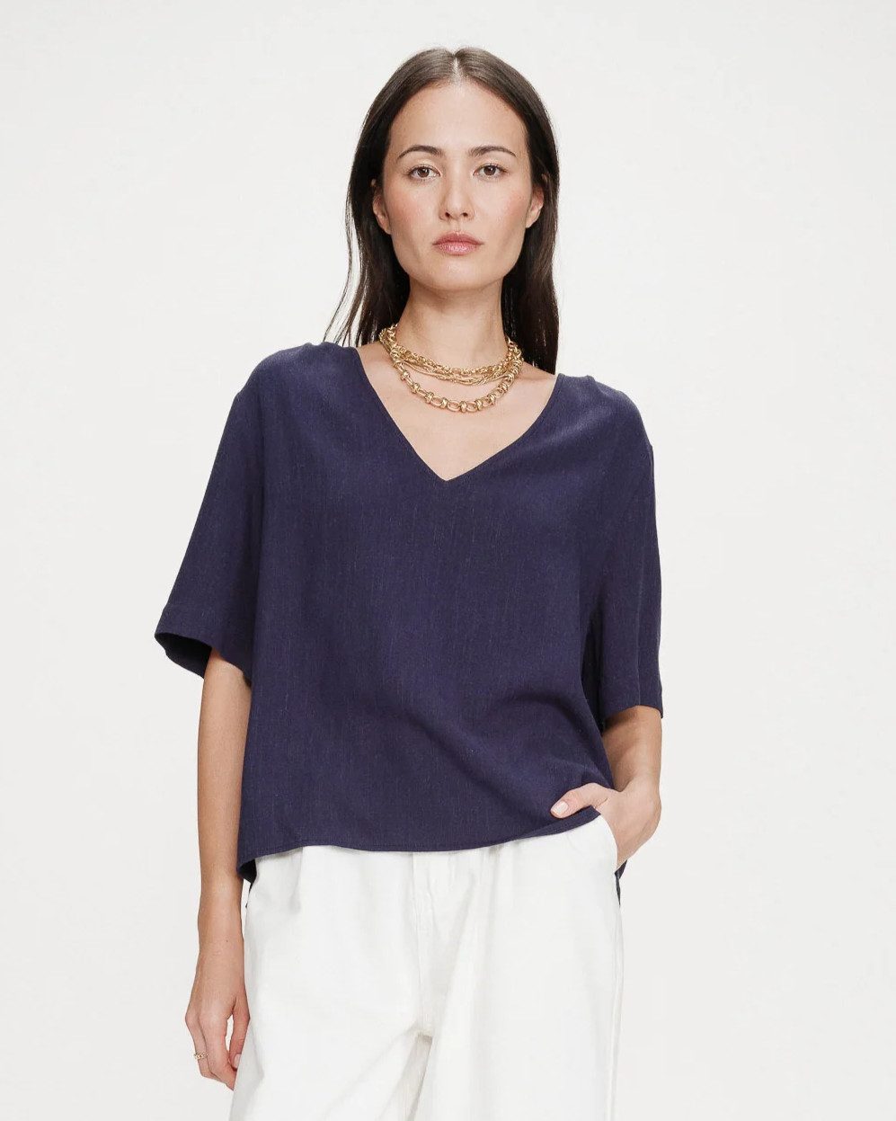 Grace & Mila Tunika VIOLON - Shirt kurzarm Damen - Basic T-Shirt - Tunikashirt - Blusenshi