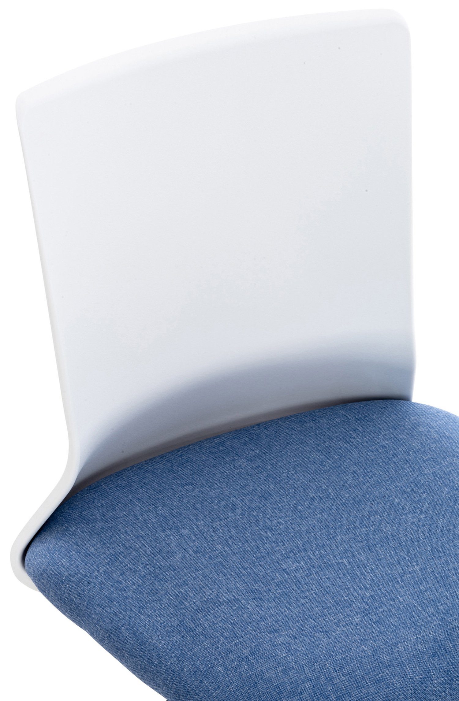 TPFLiving drehbar Gestell: Bürostuhl - Apollo Kunststoff XXL), (Schreibtischstuhl, Drehstuhl, Bürostuhl mit 360° Chefsessel, Stoff höhenverstellbar - Rückenlehne und weiß Sitzfläche: blau bequemer