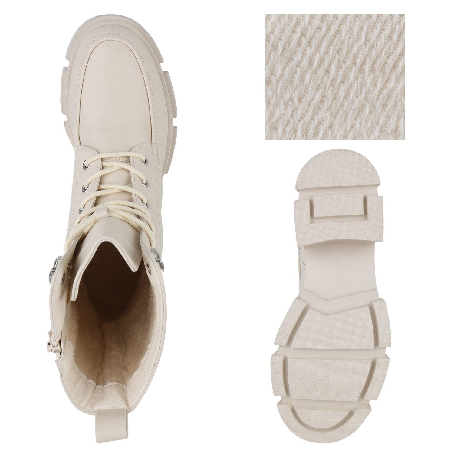 VAN HILL 839727 Schnürstiefelette Damen Stiefeletten Leicht Gefüttert Schnürstiefeletten Blockabsatz