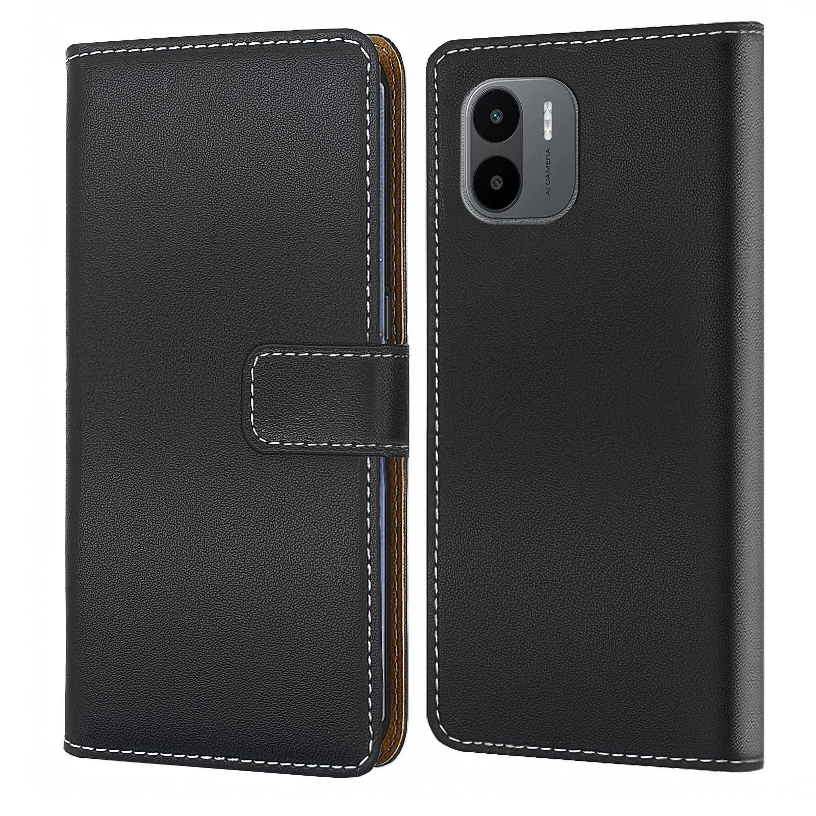 Numerva Handyhülle Bookstyle Etui für Xiaomi Redmi A1, Handytasche Schutzhülle Klapphülle Flip Cover Schwarz