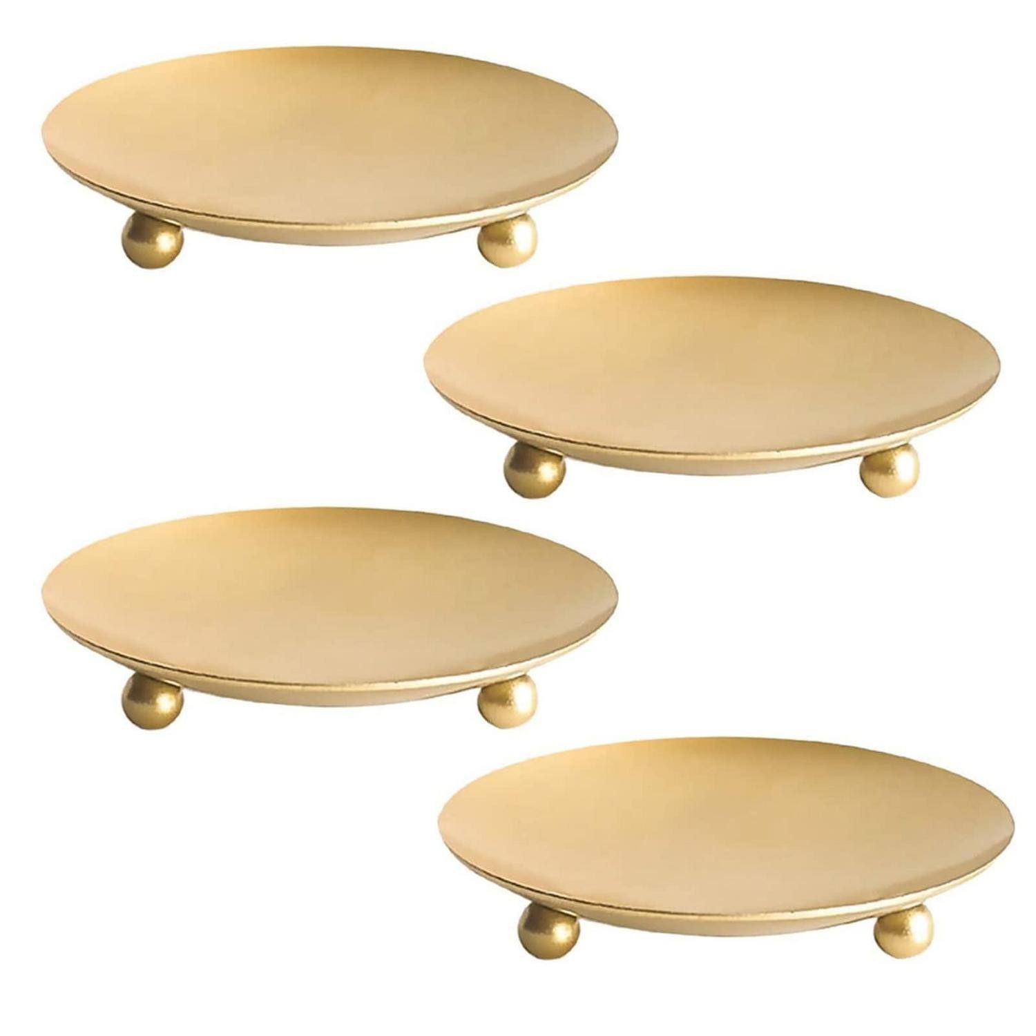 LuxusKollektion Kerzentablett Kerzenständer Rund 4er Set Gold (4 St)