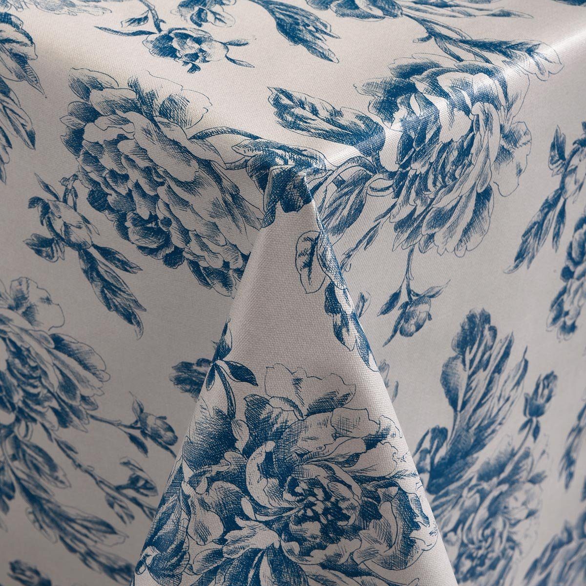 DéVa Tischdecke Wachstuchtischdecke "Rosen weiß/blau" in günstig online kaufen
