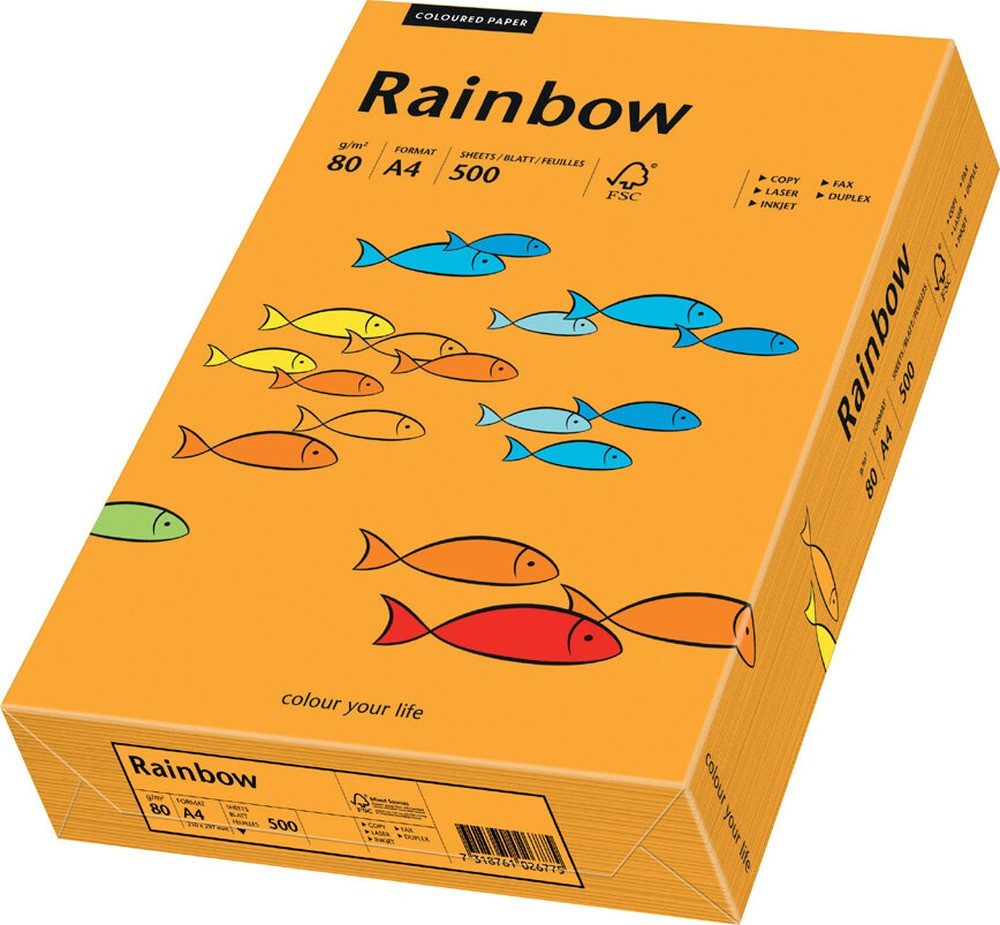 PAPYRUS Drucker- und Kopierpapier PAPYRUS Multifunktionspapier Rainbow A4 80 g/qm orange