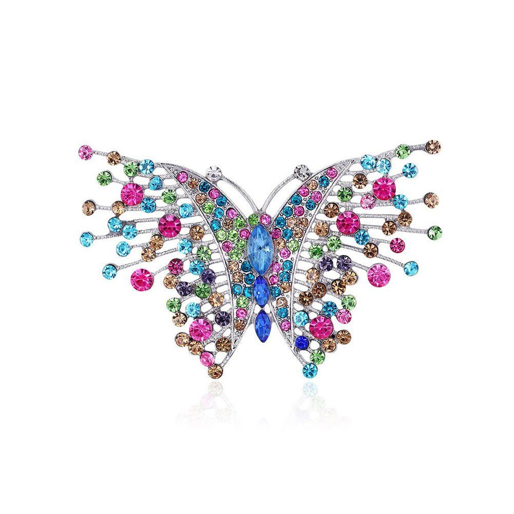 Invanter Brosche Modische, leuchtende Schmetterlingsbrosche mit farbigem Zirkonia, Weihnachtsgeschenke für Frauen , inkl Geschenktasche