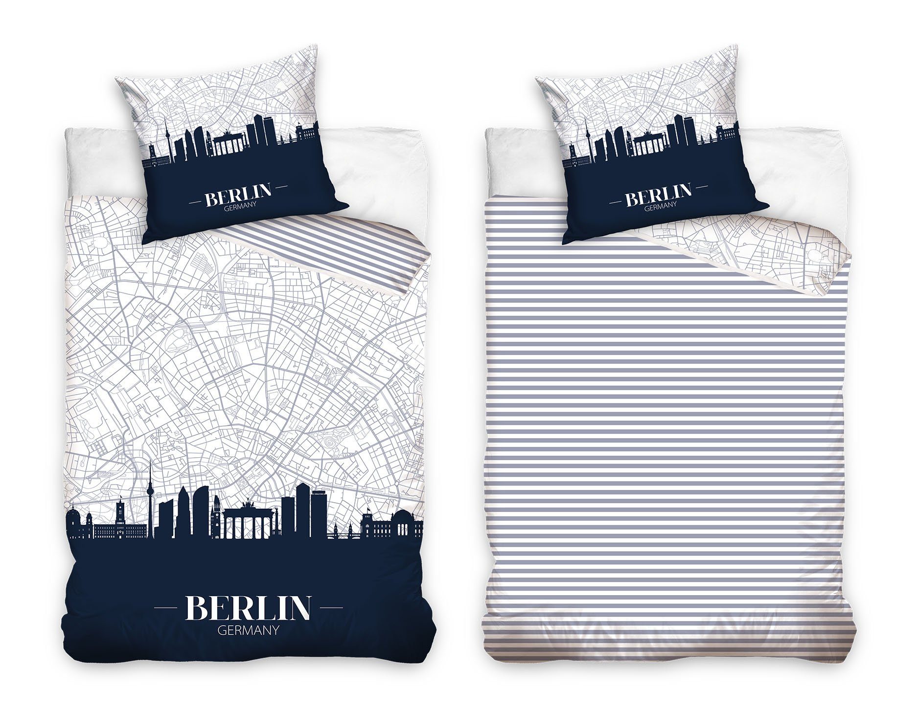 MTOnlinehandel Bettwäsche Berlin Skyline 135x200 + 80x80 cm, 100 % Baumwoll günstig online kaufen