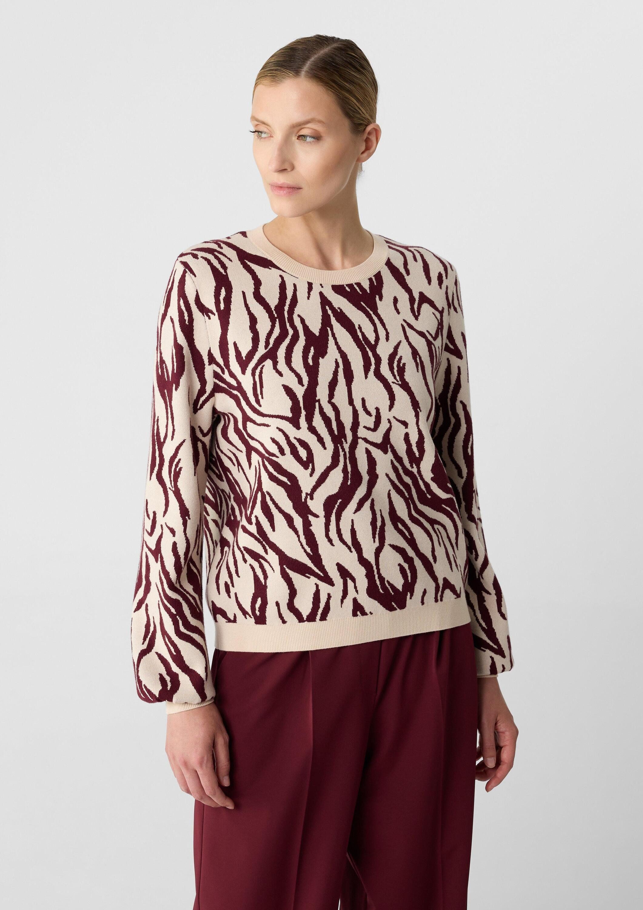 comma Longpullover Strickpullover Strickpullover im Relaxed Fit mit Animal- günstig online kaufen