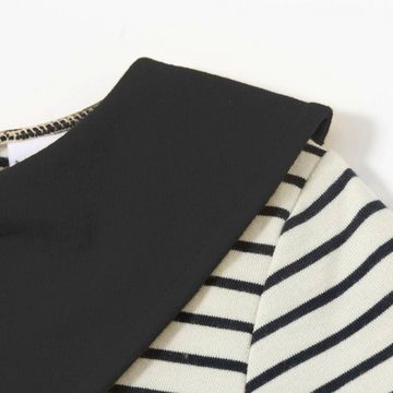 suebidou Sweatshirt Pullover Langarm gestreift schwarz weiß für Mädchen