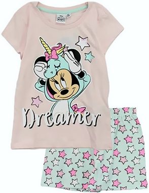 Disney Minnie Mouse Pyjama Minnie Mouse Pyjama ShortY mit Hose Pyjama kurz Mädchen Schlafanzug T-Sirt + Hose Kinderpyjama 3 4 5 6 8 Jahre 98 104 110 116 128 cm